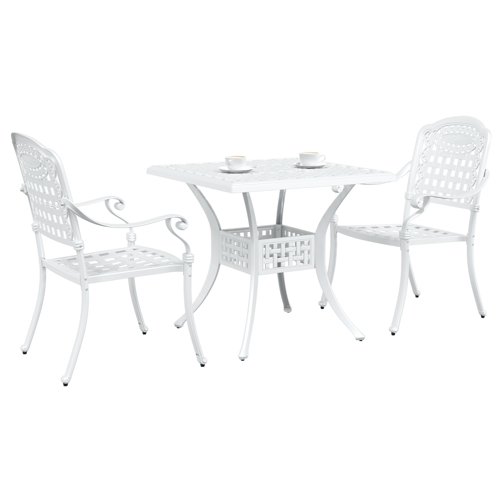 vidaXL 3-delige Tuinbistroset gietaluminium wit