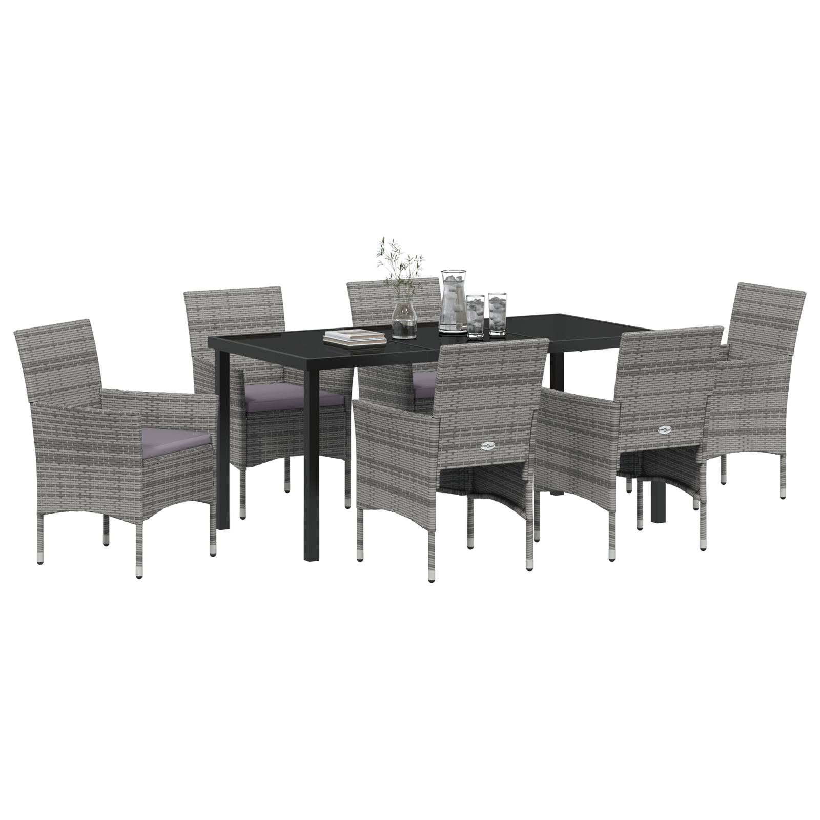 vidaXL 7-delige tuinset grijs poly rattan