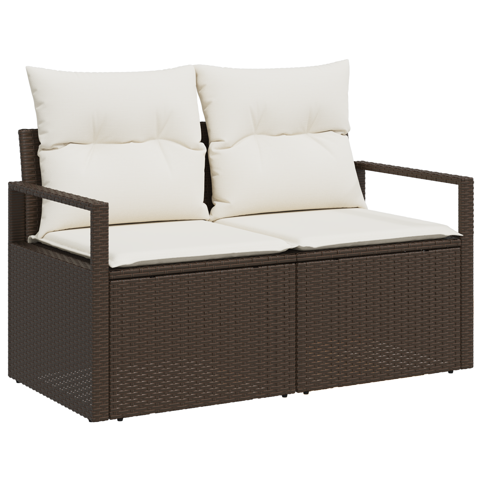 vidaXL 3-delige tuinbank set met kussens bruin poly rattan