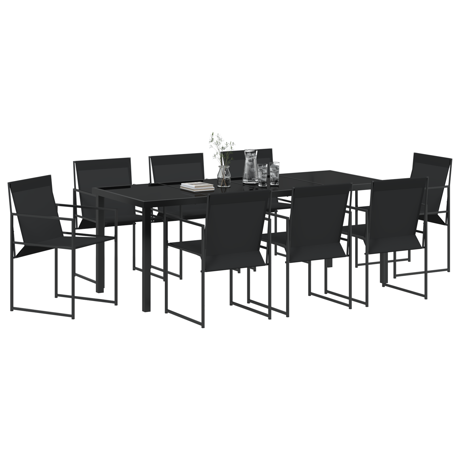 vidaXL 9-delige tuinset, zwart Textilene en staal