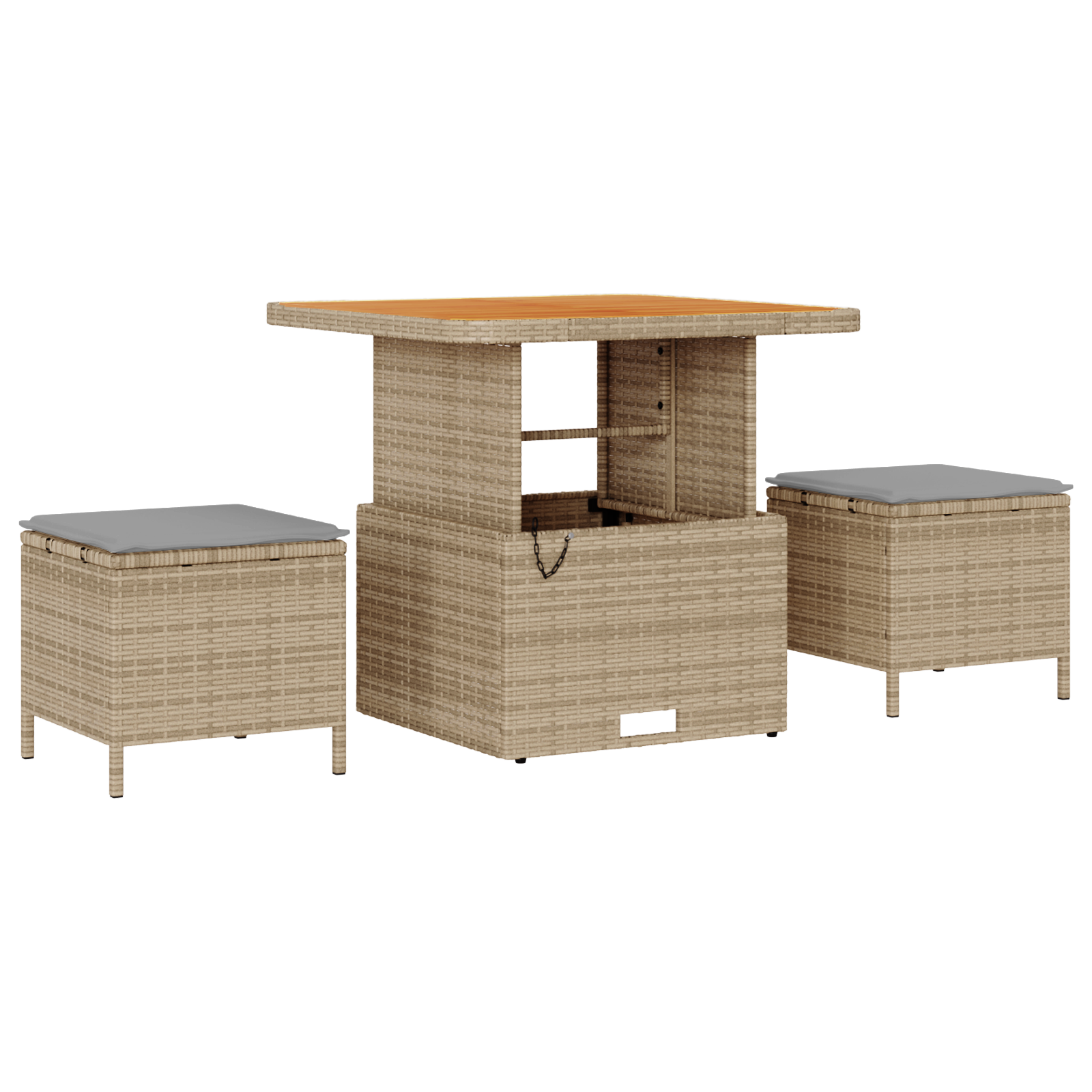 vidaXL 12-delige tuinset met kussens in beige, van poly rattan en acacia