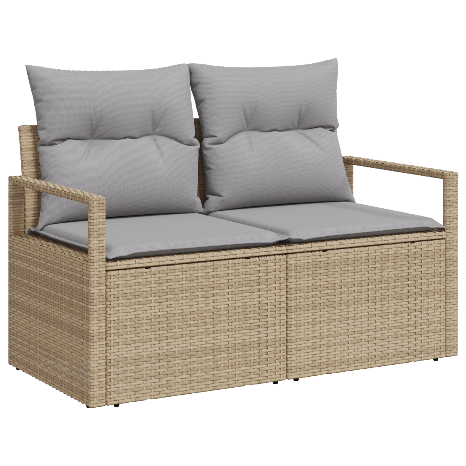 vidaXL 3-delige tuinsofa set met kussens - Beige Poly Rattan