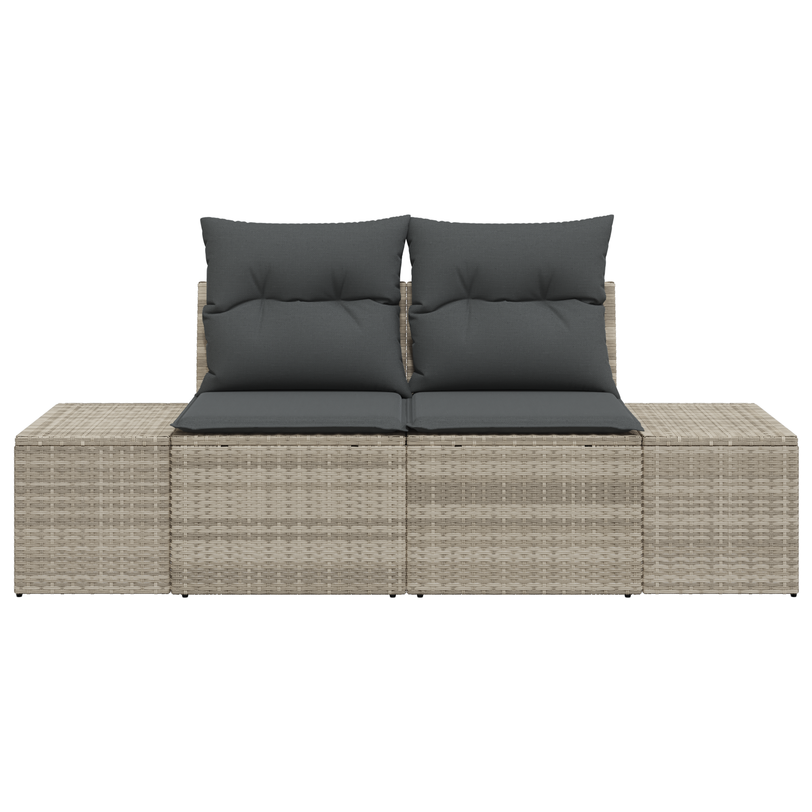 vidaXL Tuinbank 2-zits met opbergruimte en kussens poly rattan grijs