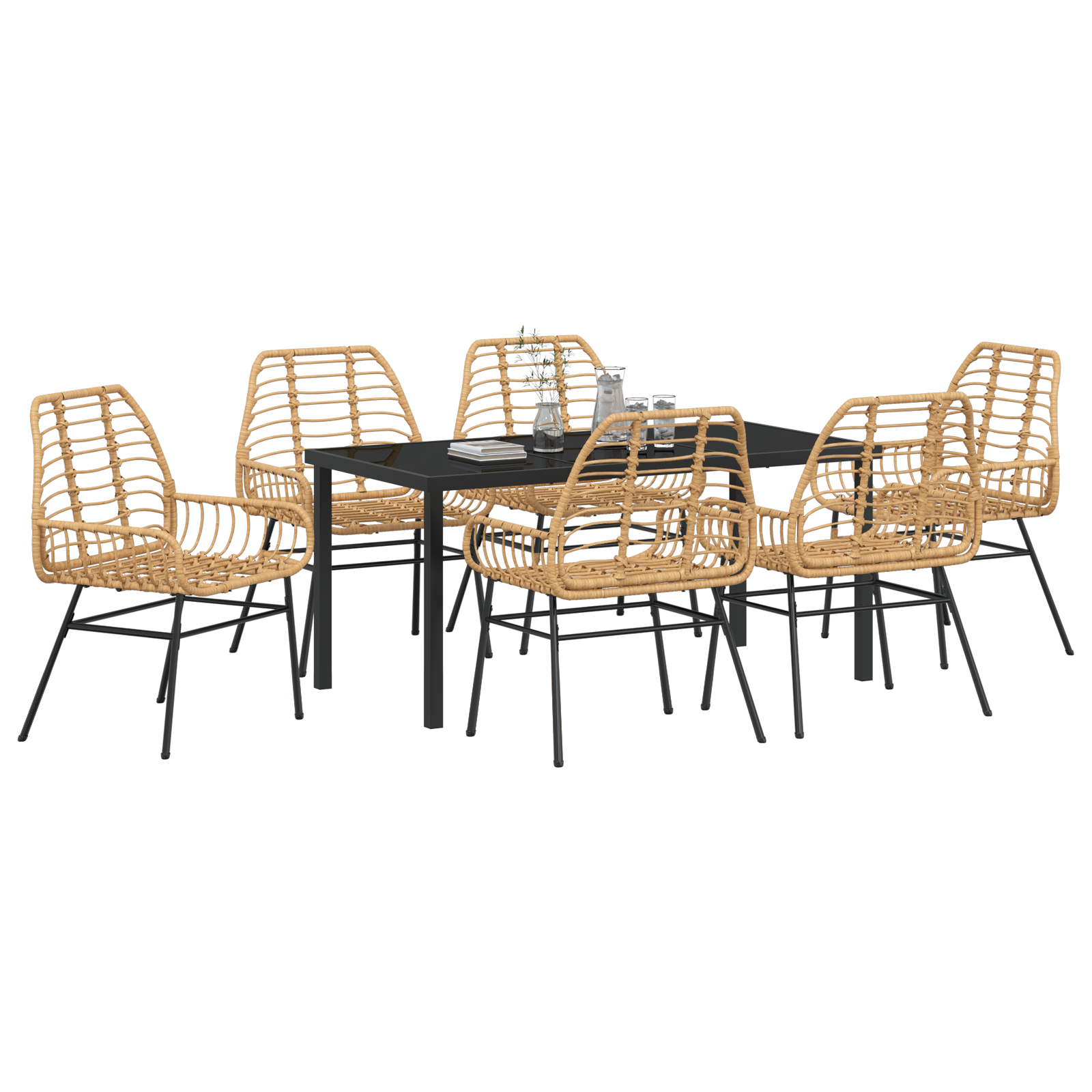 vidaXL 7-delige tuinset bruin poly rattan