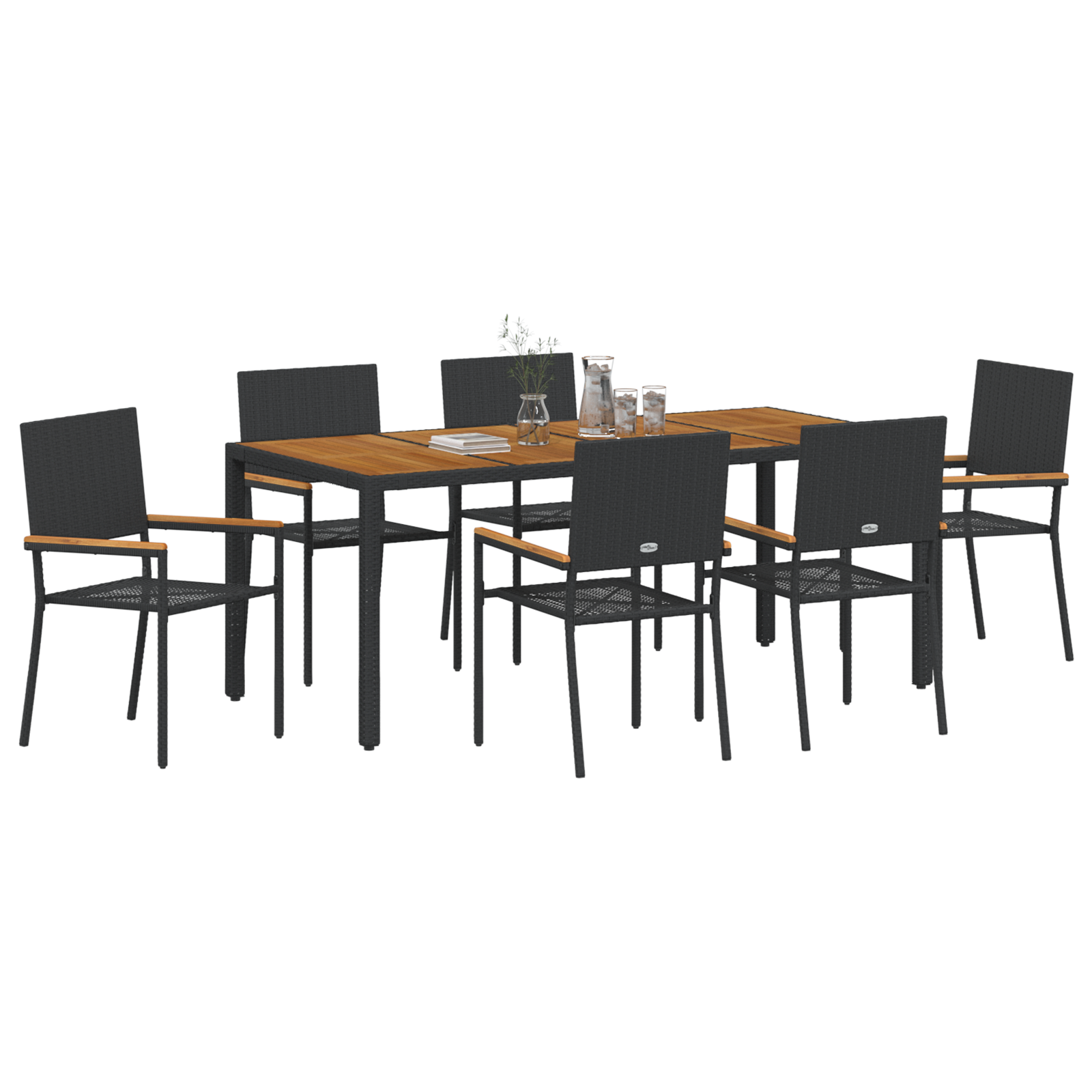 vidaXL 7-delige tuinset zwart poly rattan