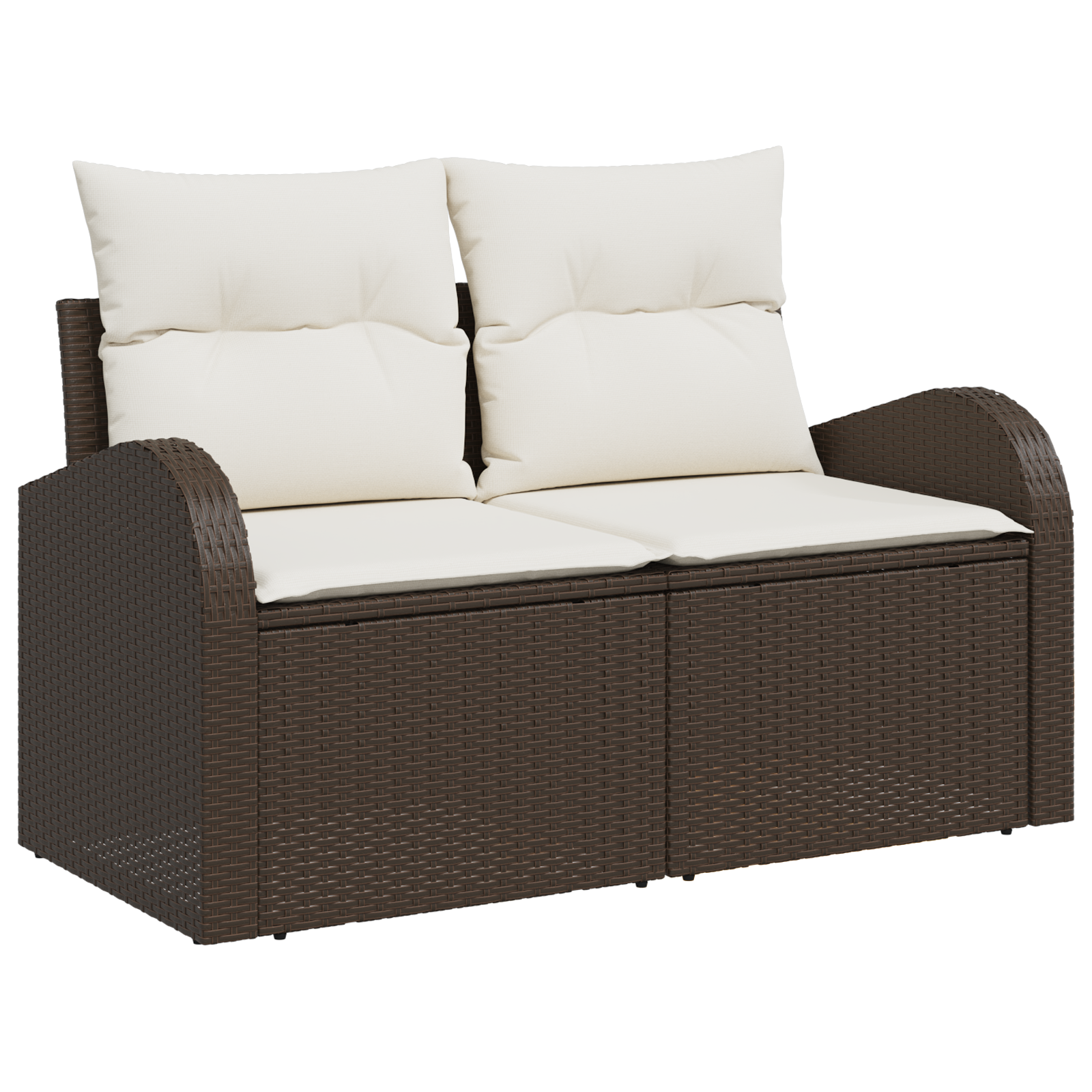 vidaXL 3-delige Tuinbankenset met kussens poly rattan bruin