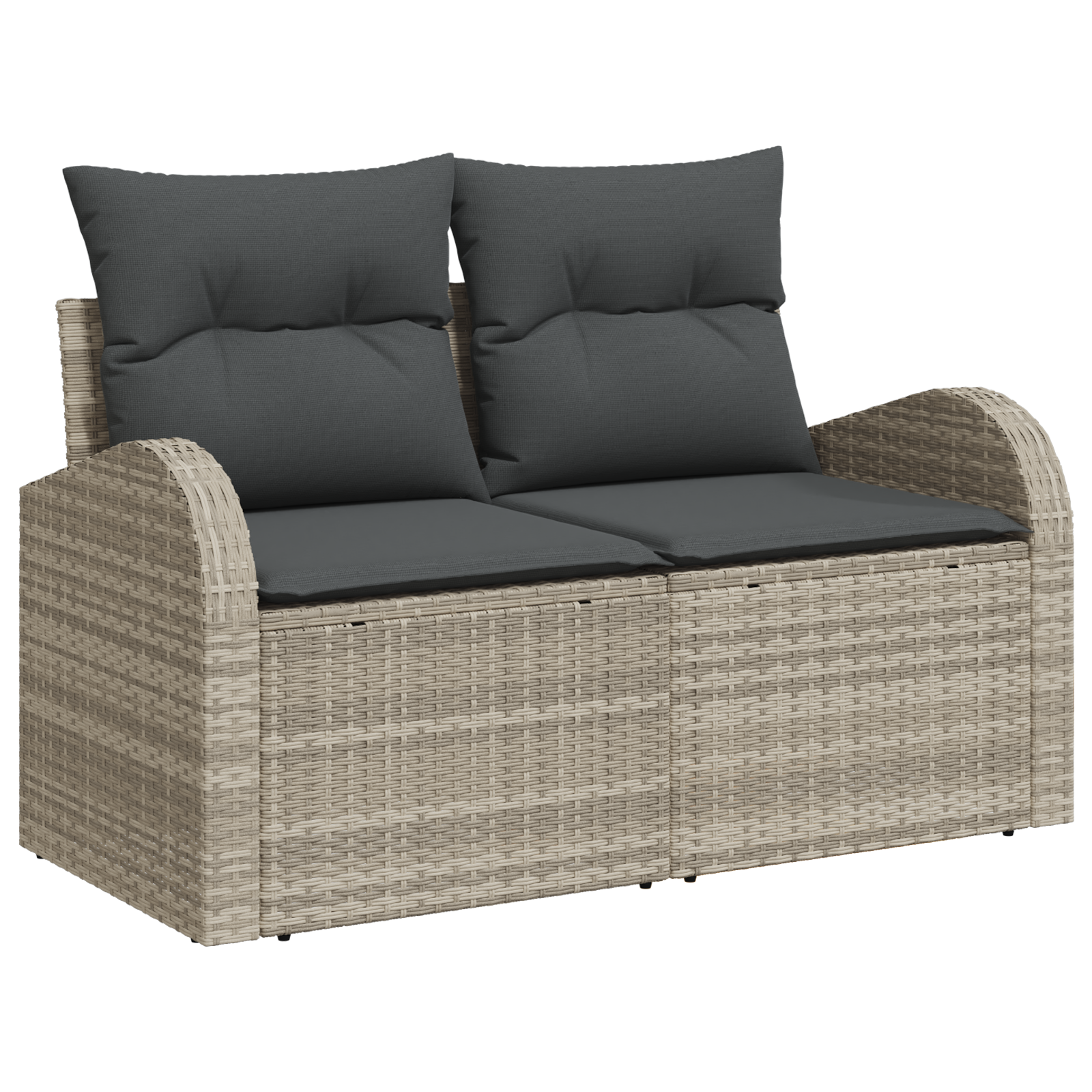 vidaXL 3-delige Tuinbankenset met kussens poly rattan lichtgrijs