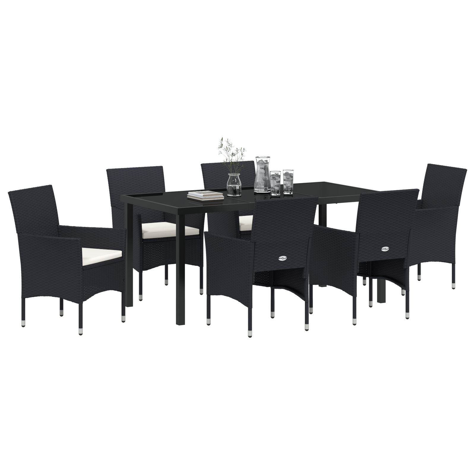 vidaXL 7 delige tuinset Zwart Poly Rattan