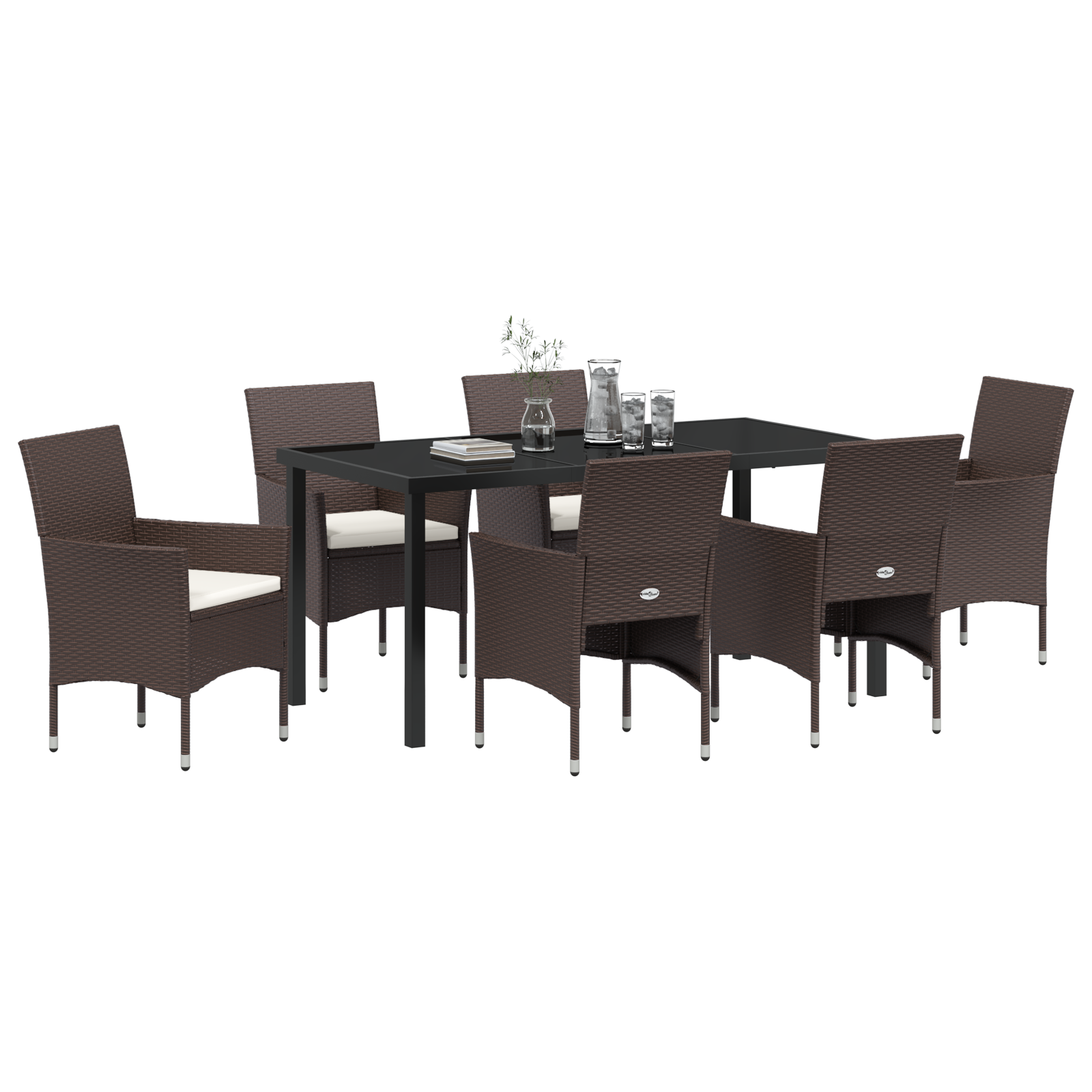 vidaXL 7-delige Tuin Eetset Bruin Poly Rattan