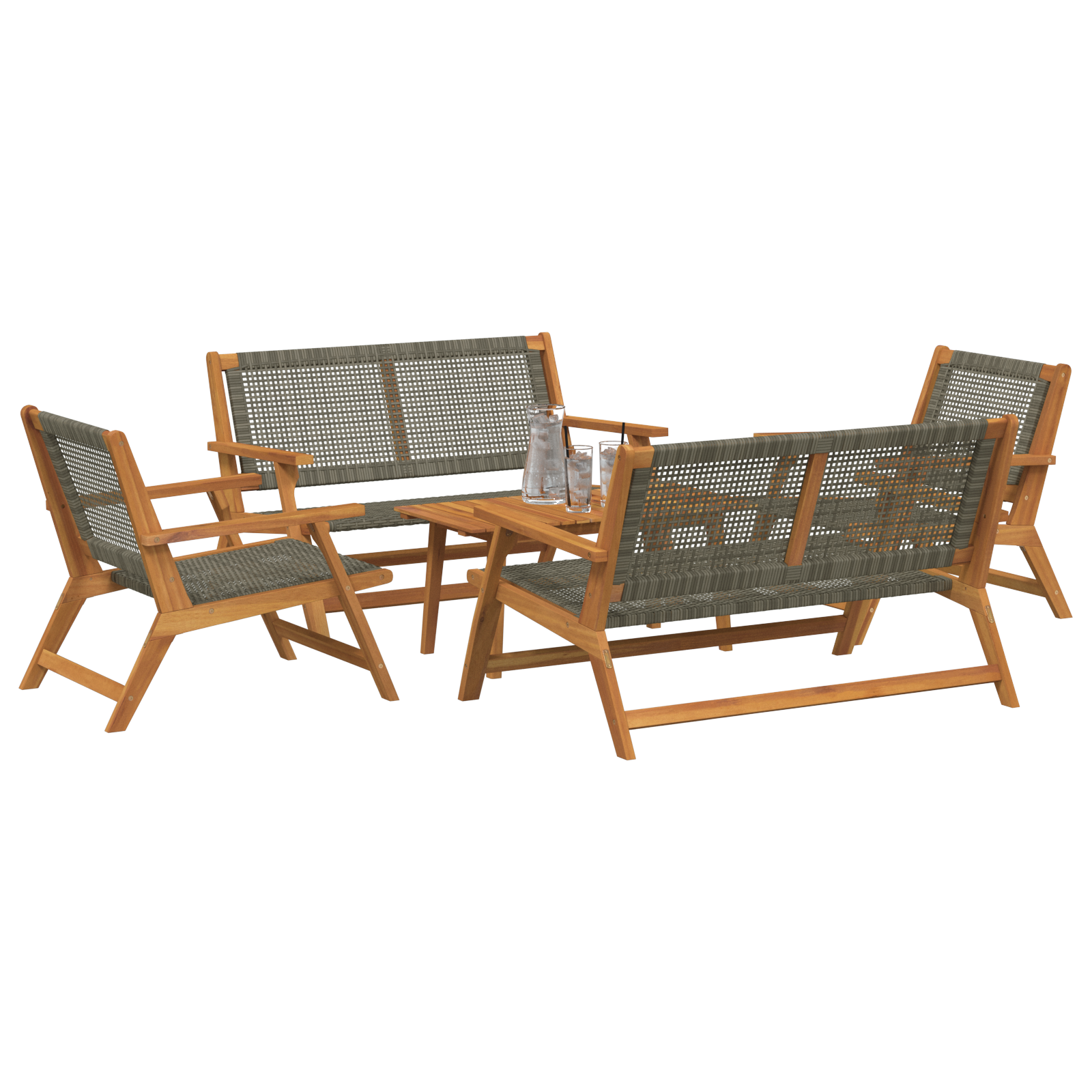 vidaXL 5-delig tuinset met stoelen en tafel in grijs acaciahout