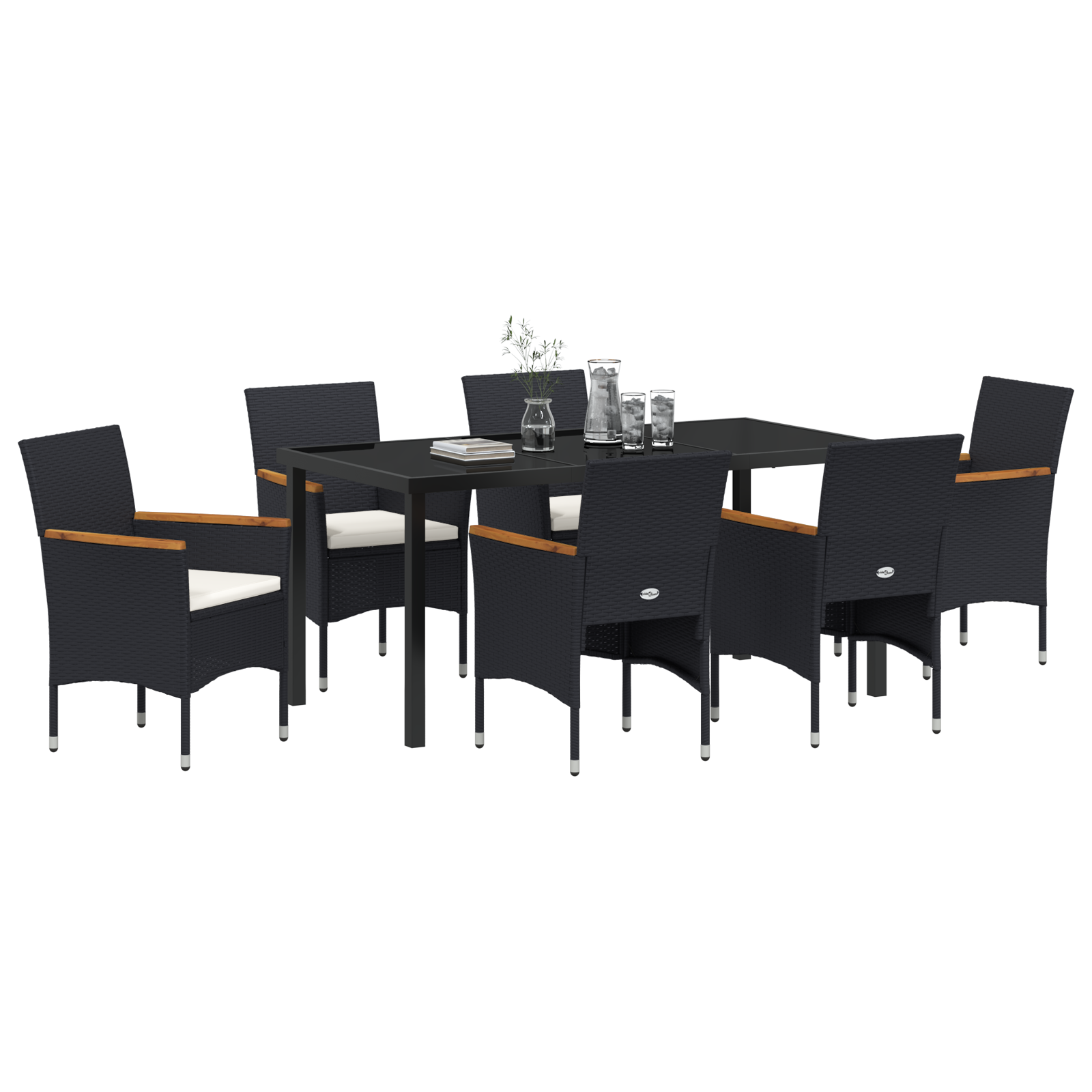 vidaXL 7-delige Tuinset Zwart Poly Rattan