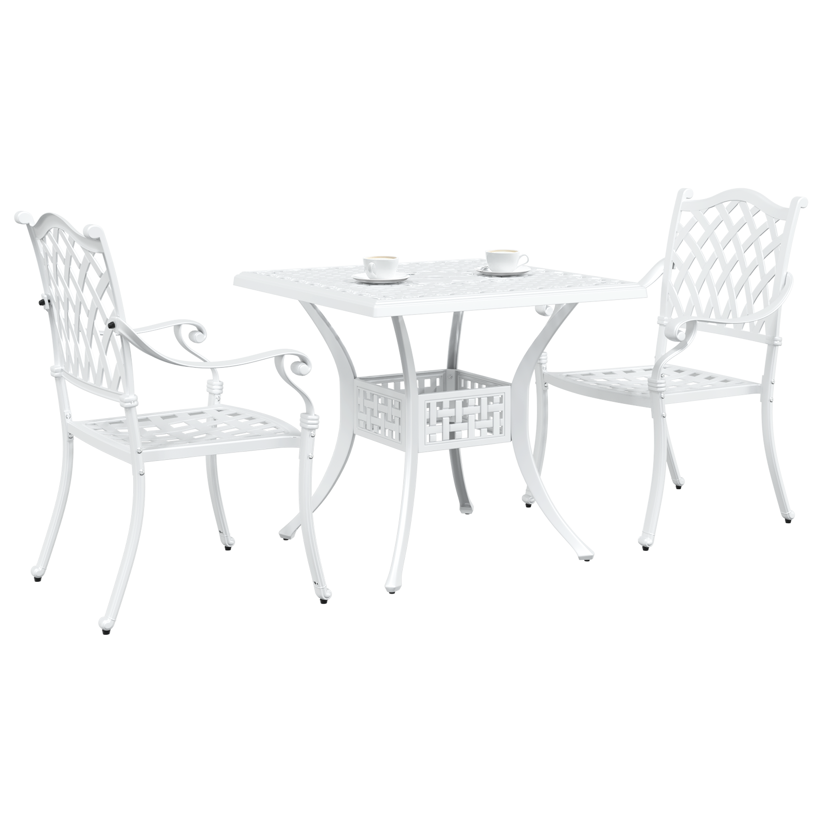 vidaXL 3-delige Tuinbistroset gietaluminium wit