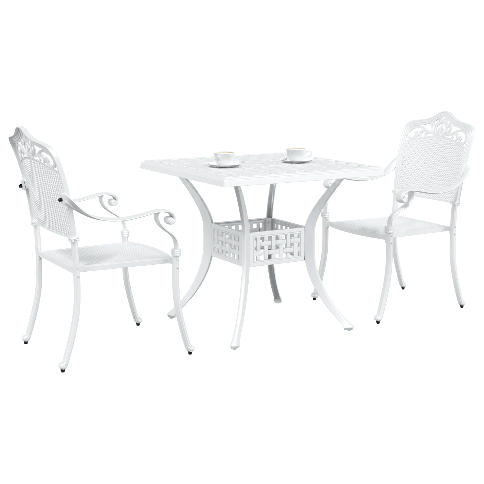 vidaXL 3-delige Tuinbistroset gietaluminium wit