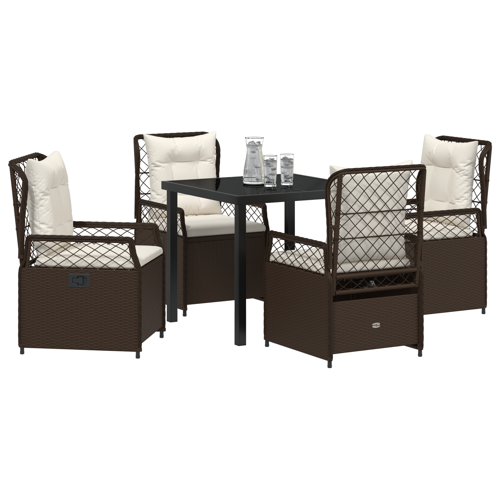 vidaXL 5-delige Tuin Eetset Bruin Poly Rattan