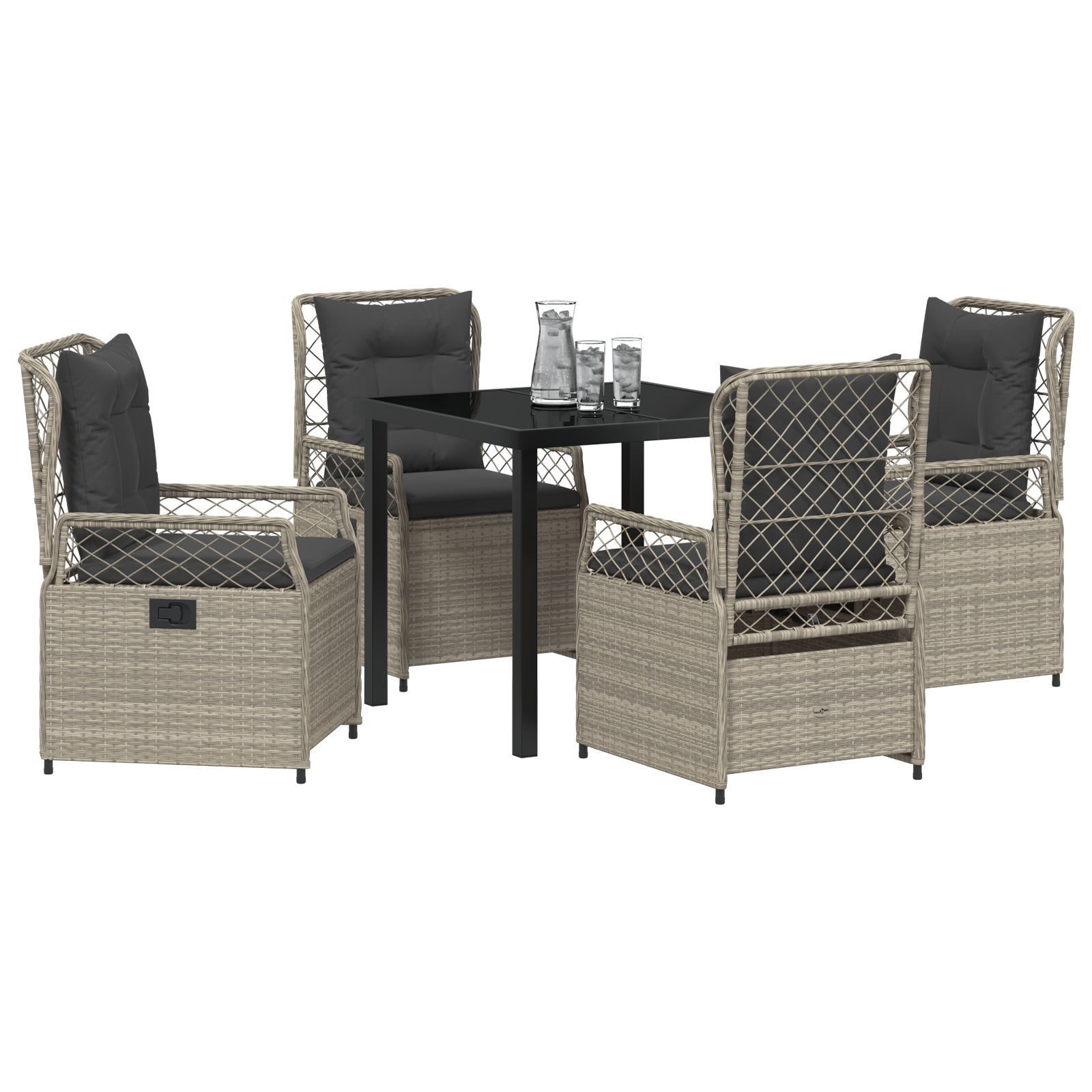 vidaXL 5-delige tuinset Lichtgrijs Poly Rattan