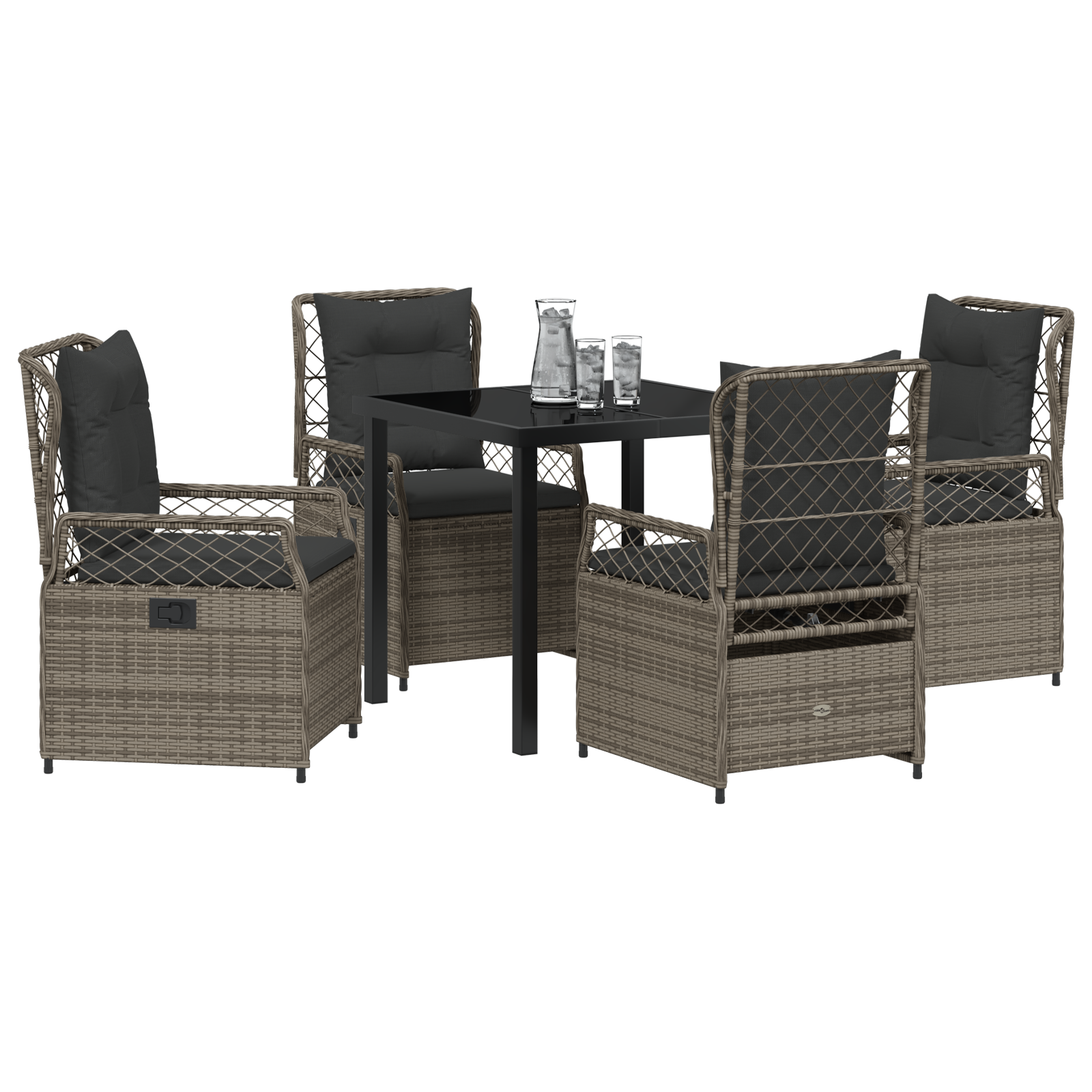 vidaXL 5-delige Tuin Eetset Grijs Poly Rattan