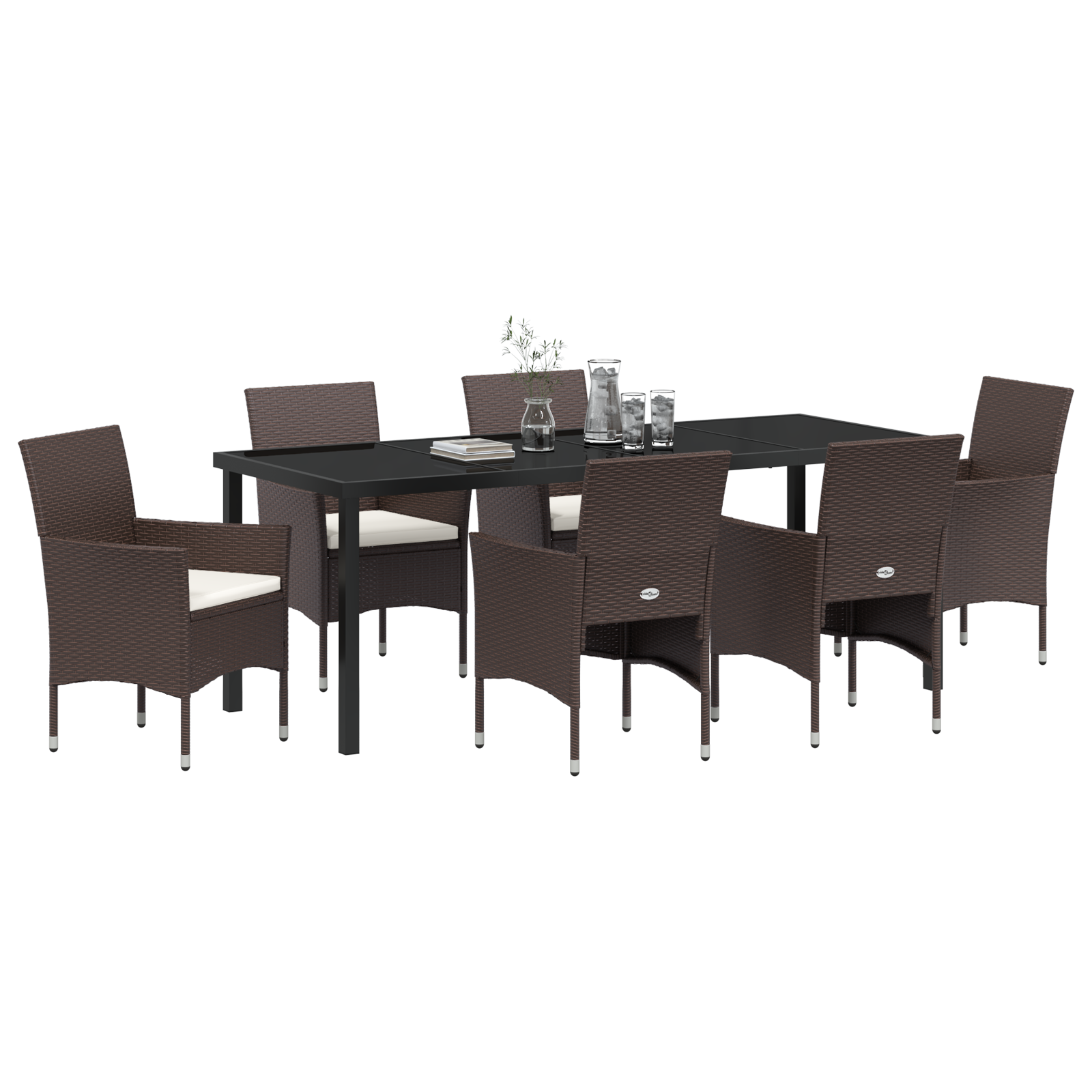 vidaXL 7-delige Tuinset Bruin van Poly Rattan