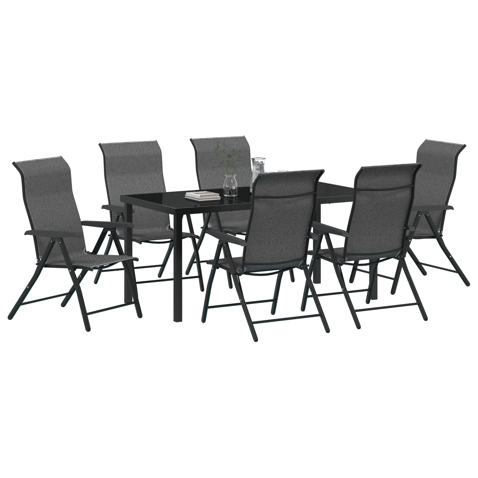 vidaXL 7-delige tuinset grijs poly rattan
