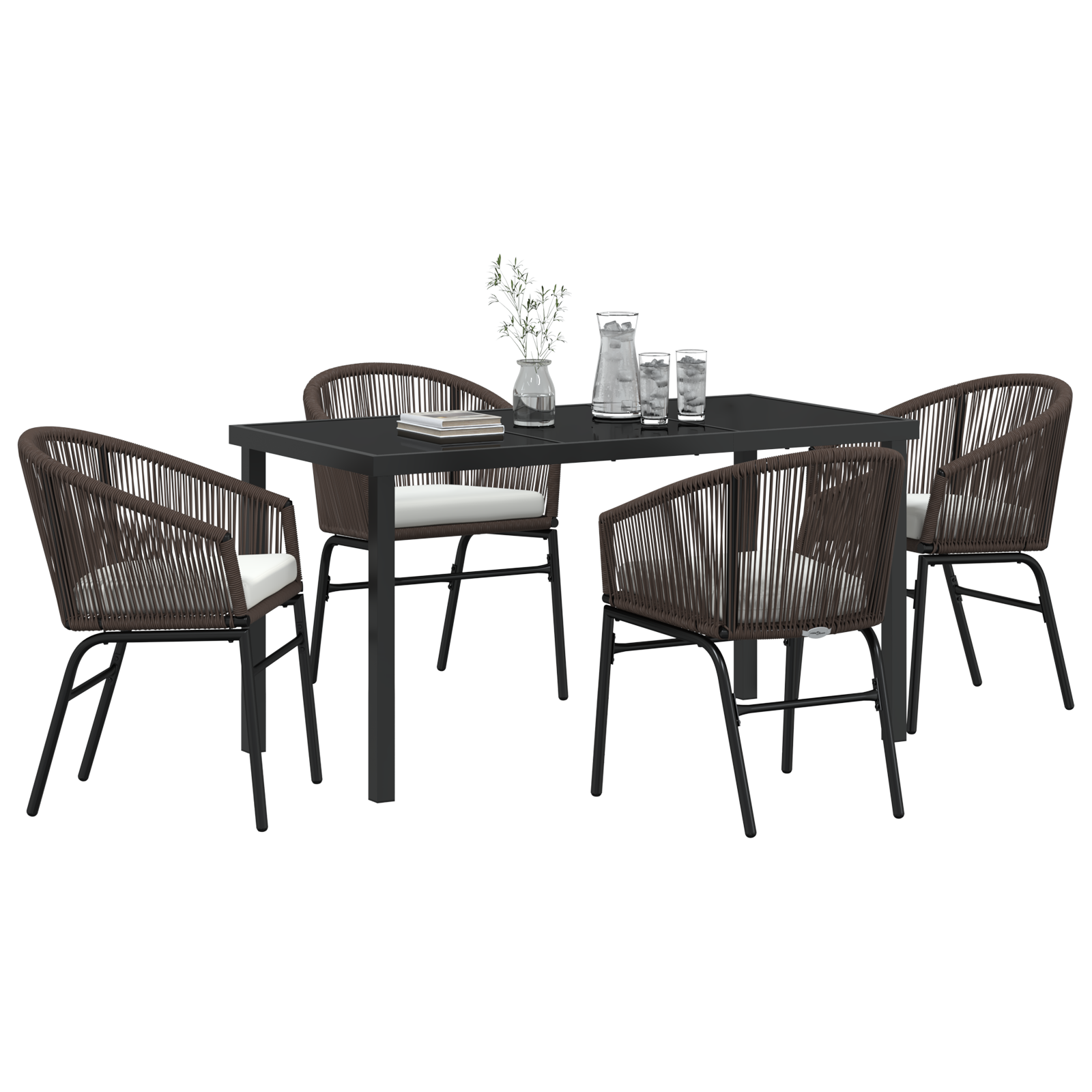 vidaXL 5 Delige Tuin Eetset - Bruin Poly Rattan