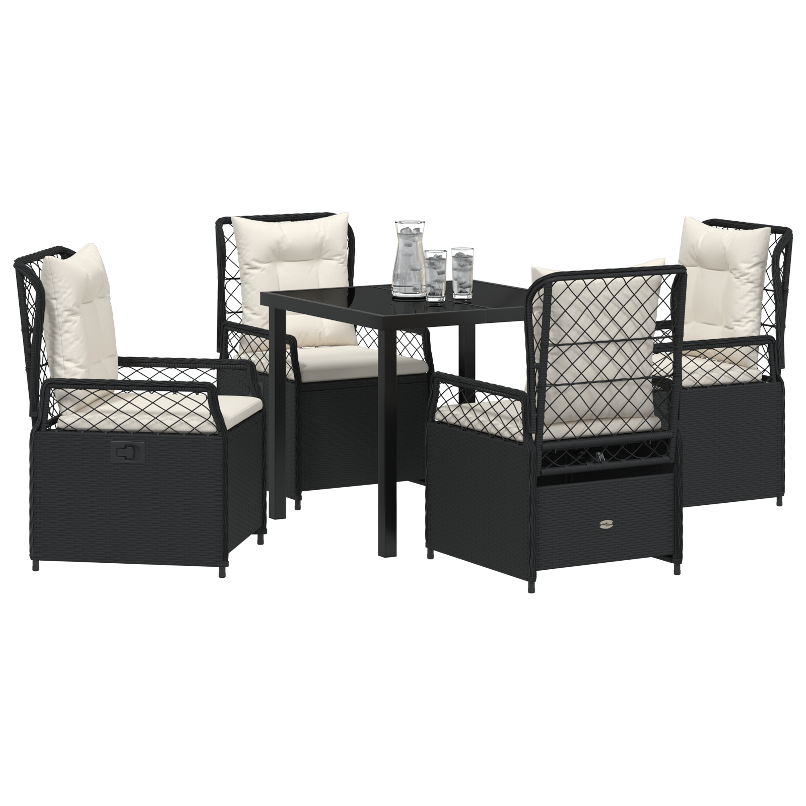 vidaXL 5-delige Tuin Eettafelset Zwart Poly Rattan