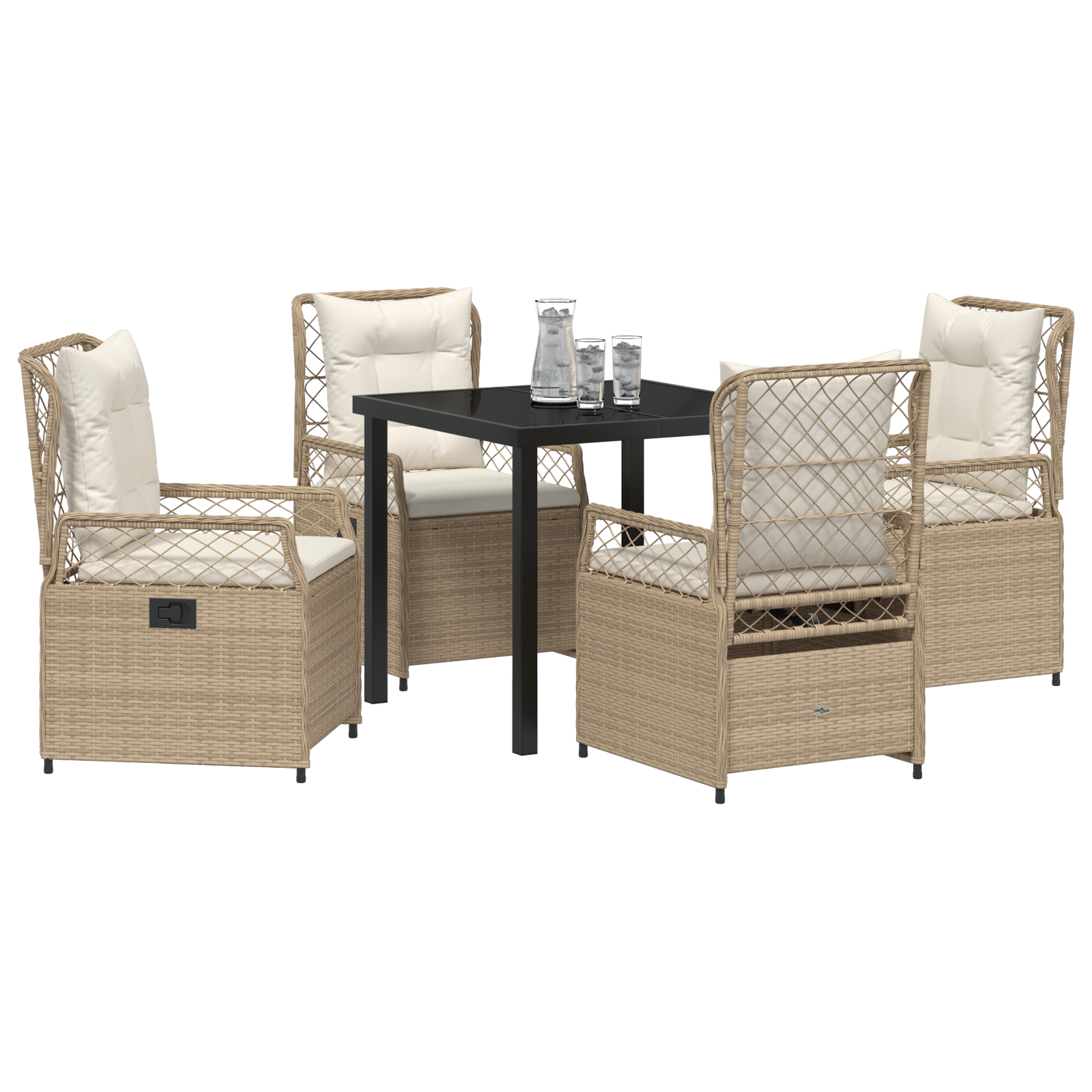 vidaXL 5-delige tuinset met eettafel in beige poly rattan