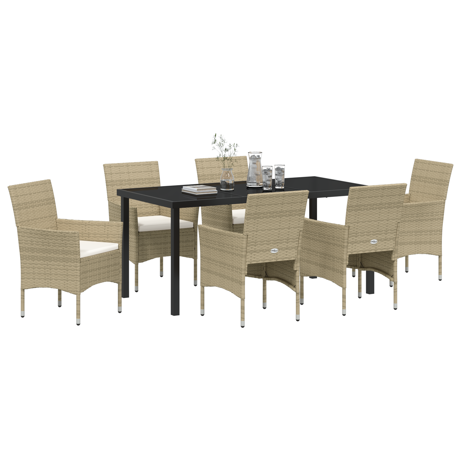 vidaXL 7-delige Tuinset Beige Poly Rattan
