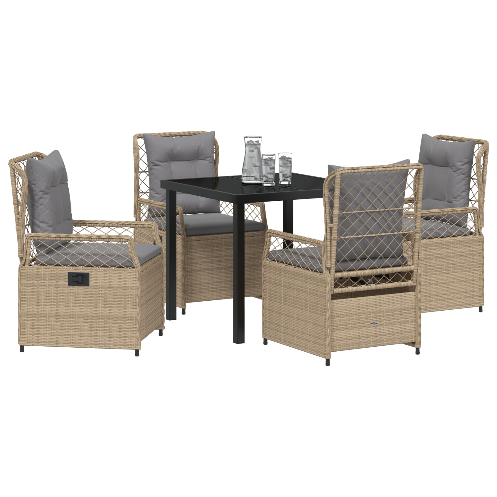 vidaXL 5-delige tuinset Beige Poly Rattan