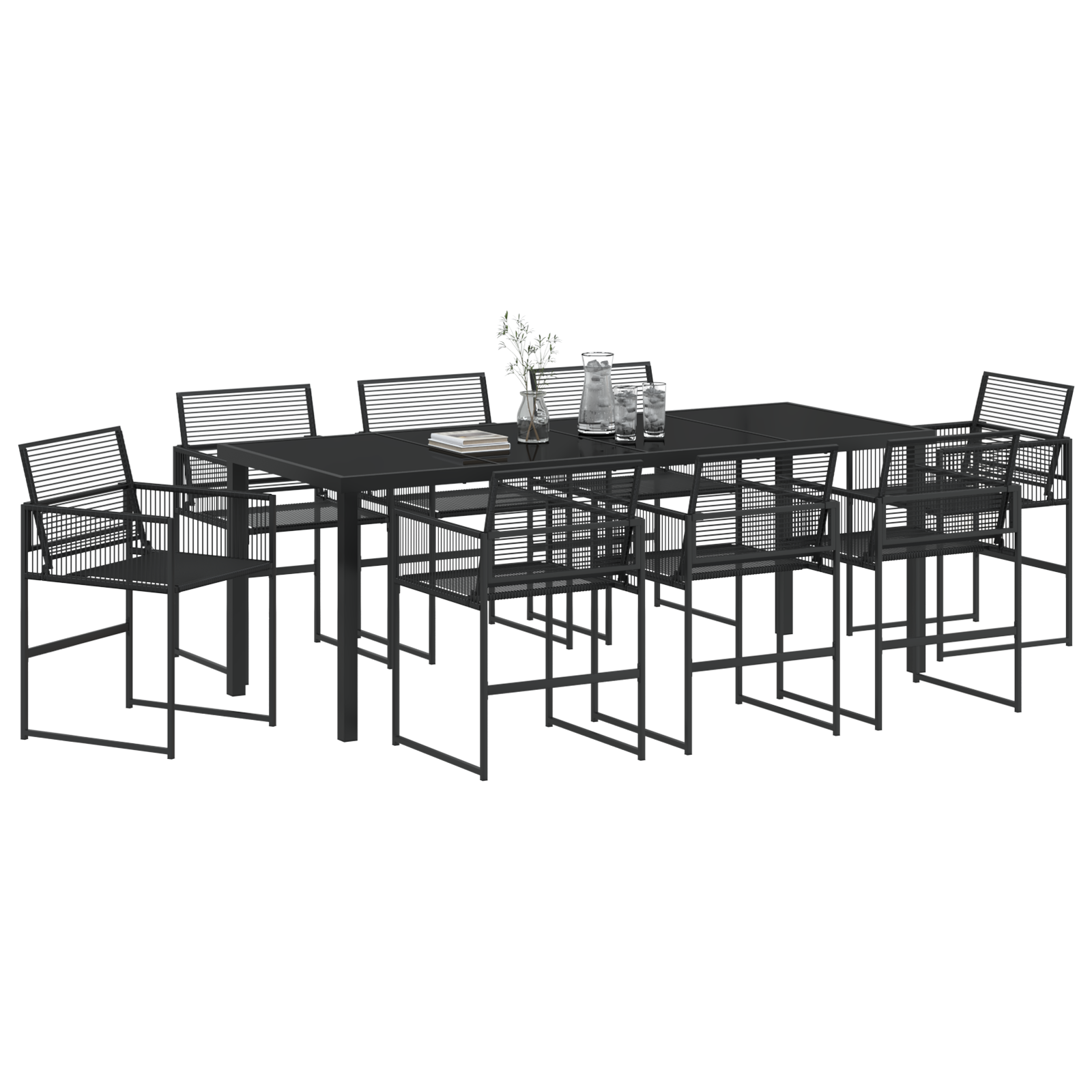 vidaXL 9-delige tuin eetset zwarte poly rattan