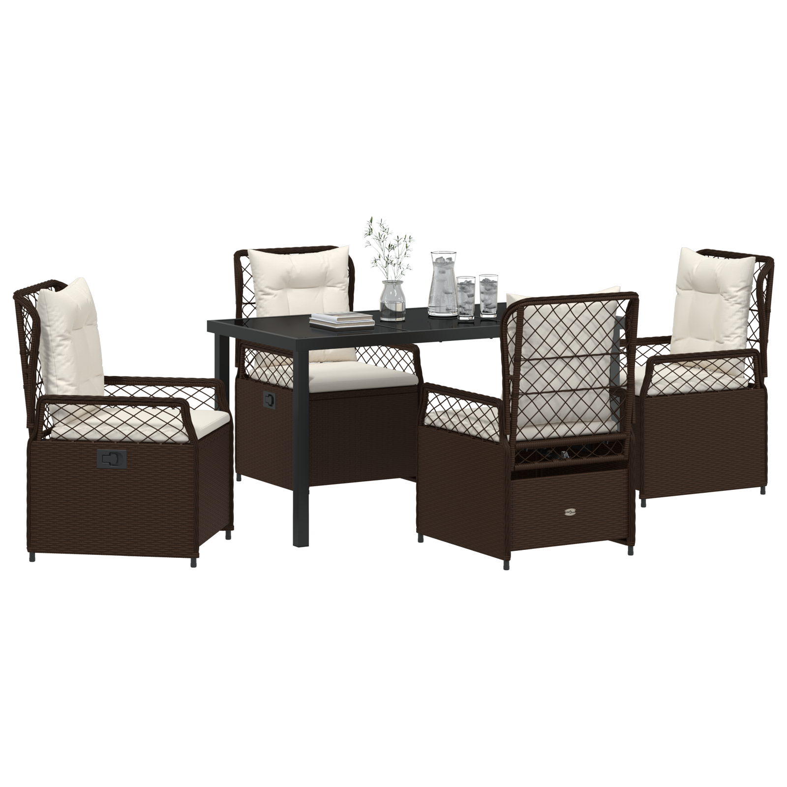 vidaXL 5-delige tuinset Bruin Poly Rattan