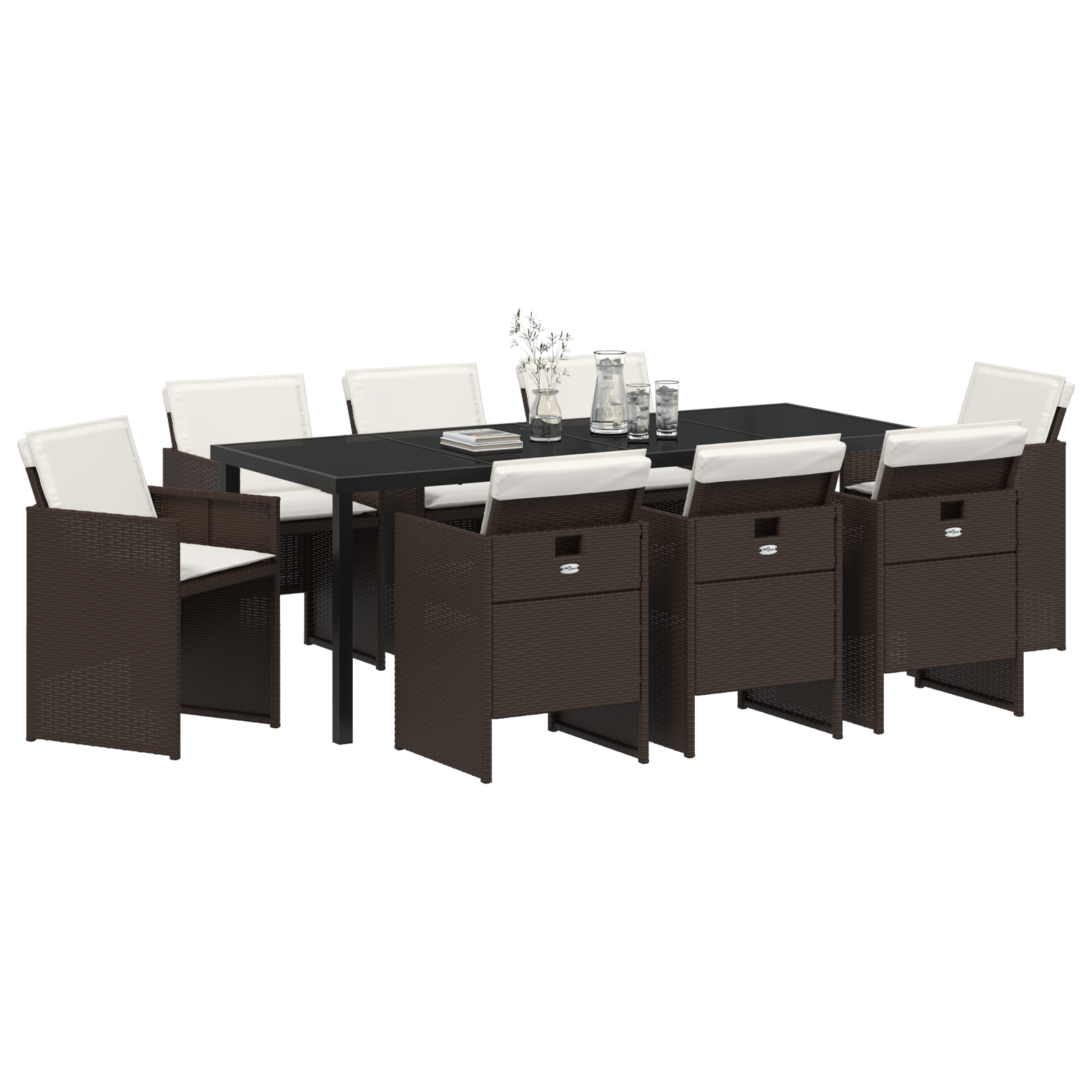 vidaXL 9-delige tuinset met kussens bruin poly rattan