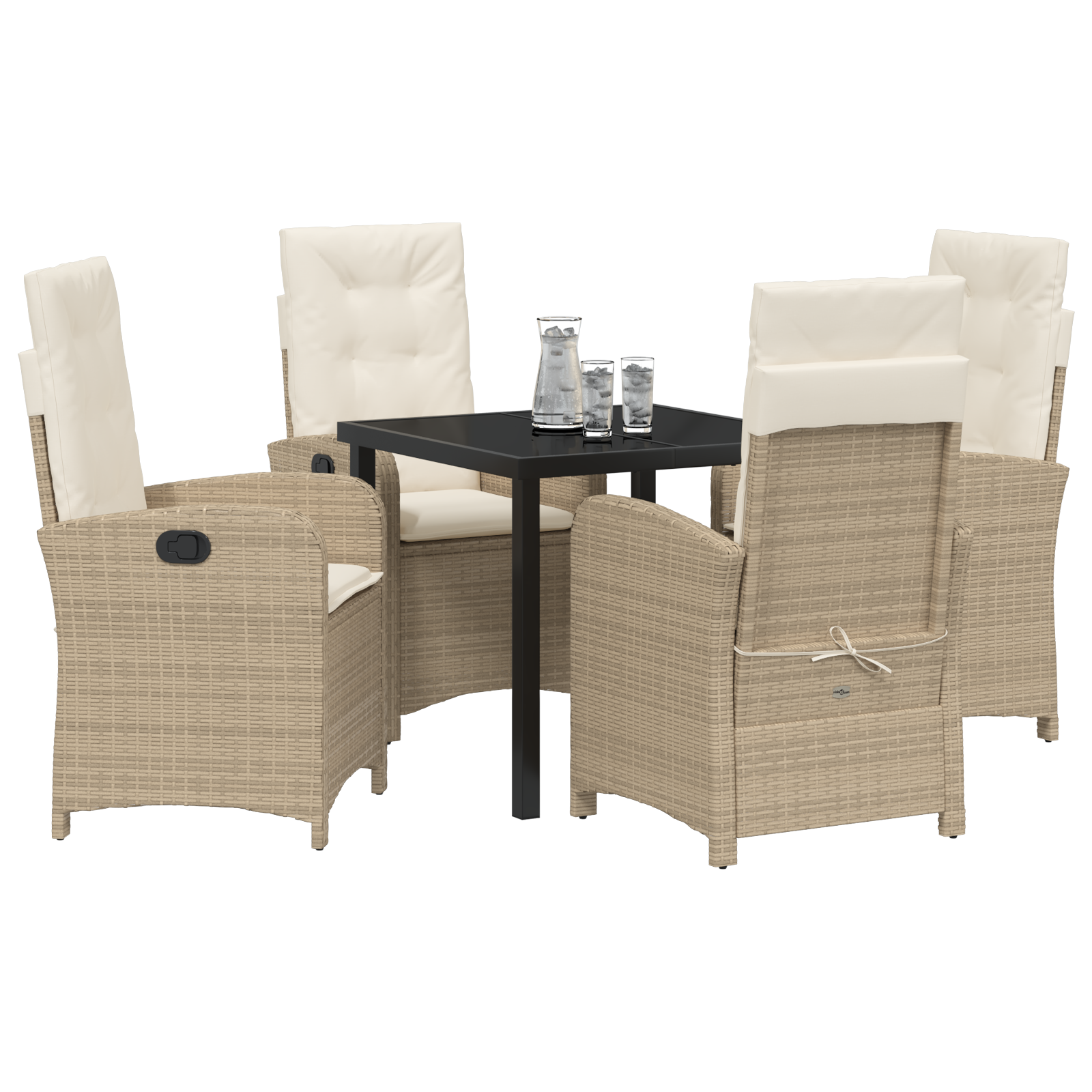 vidaXL 5-delige Tuin Eetset met Kussens Beige Poly Rattan