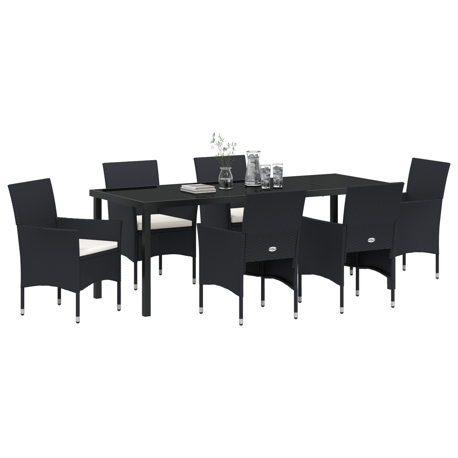 vidaXL 7-delige Tuin Eet Set Zwart Poly Rattan
