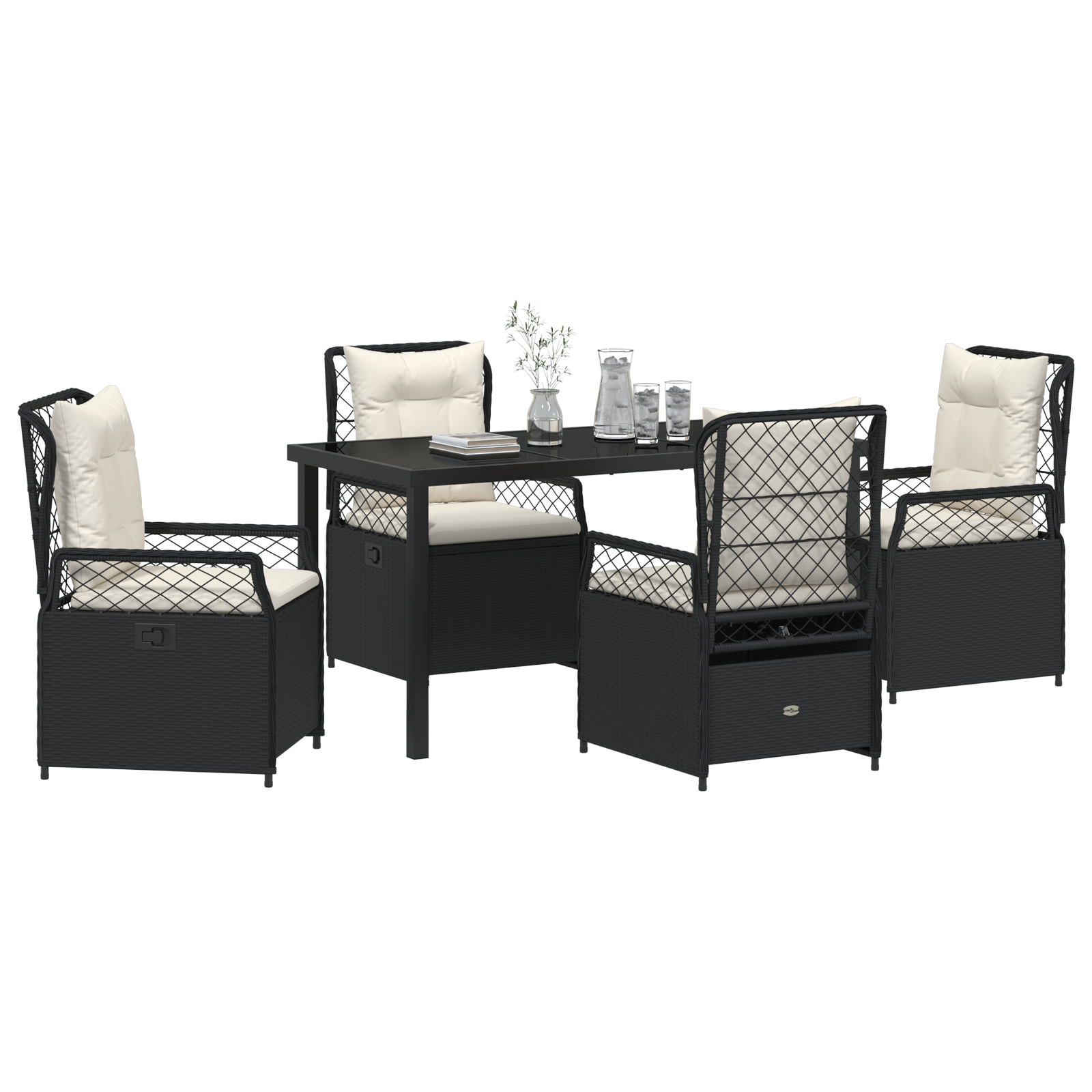 vidaXL 5-delige tuinset zwart poly rattan