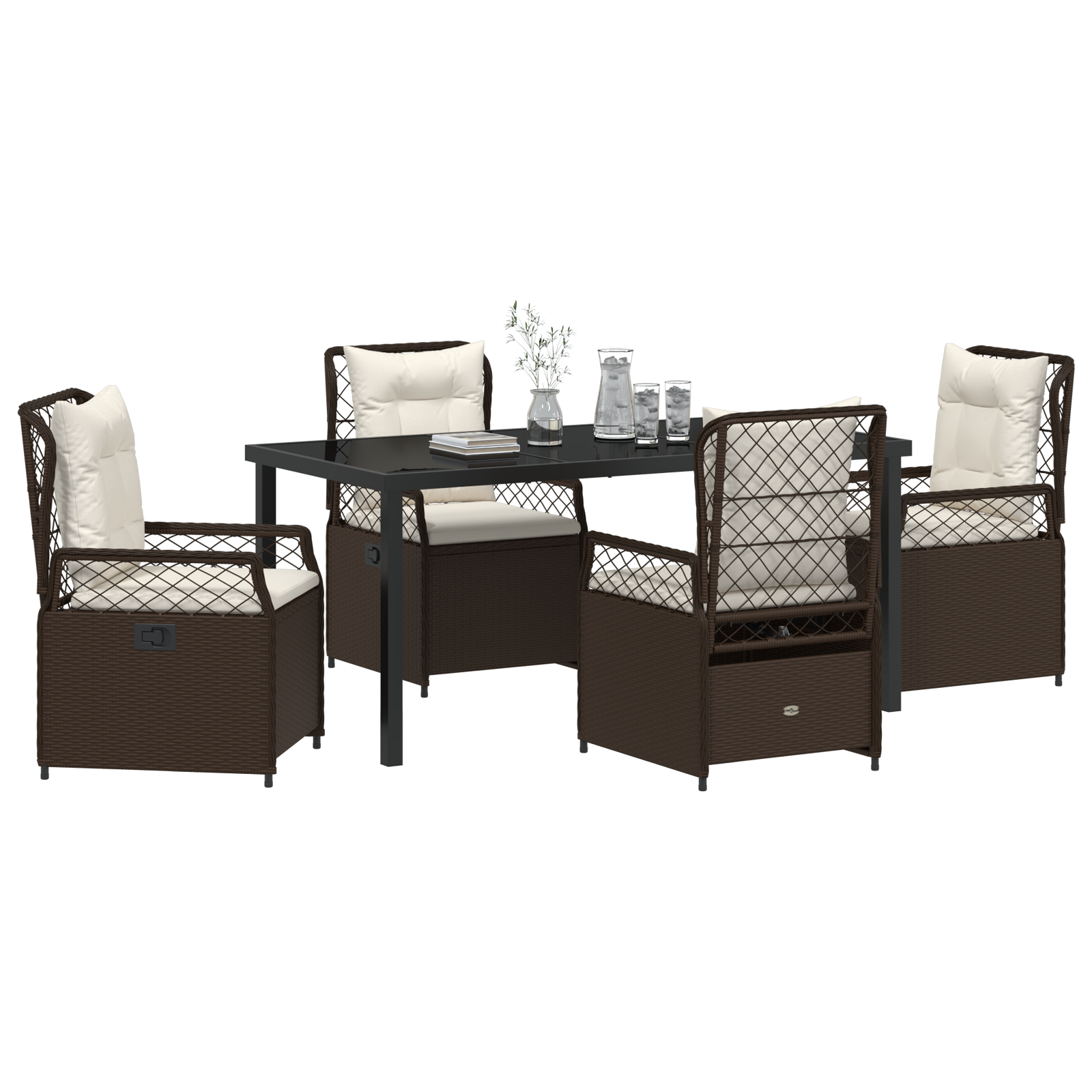 vidaXL 5-delige Tuinset Bruin Poly Rattan