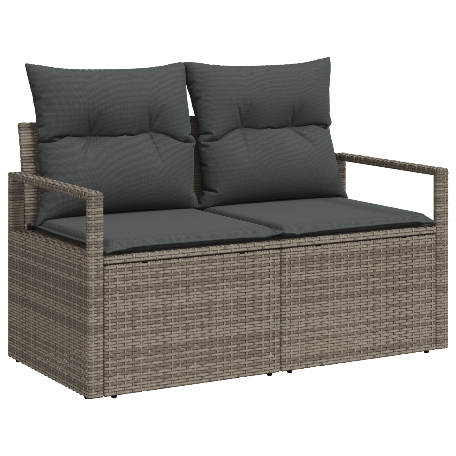 vidaXL 5-delige tuinbankset met kussens grijs poly rattan