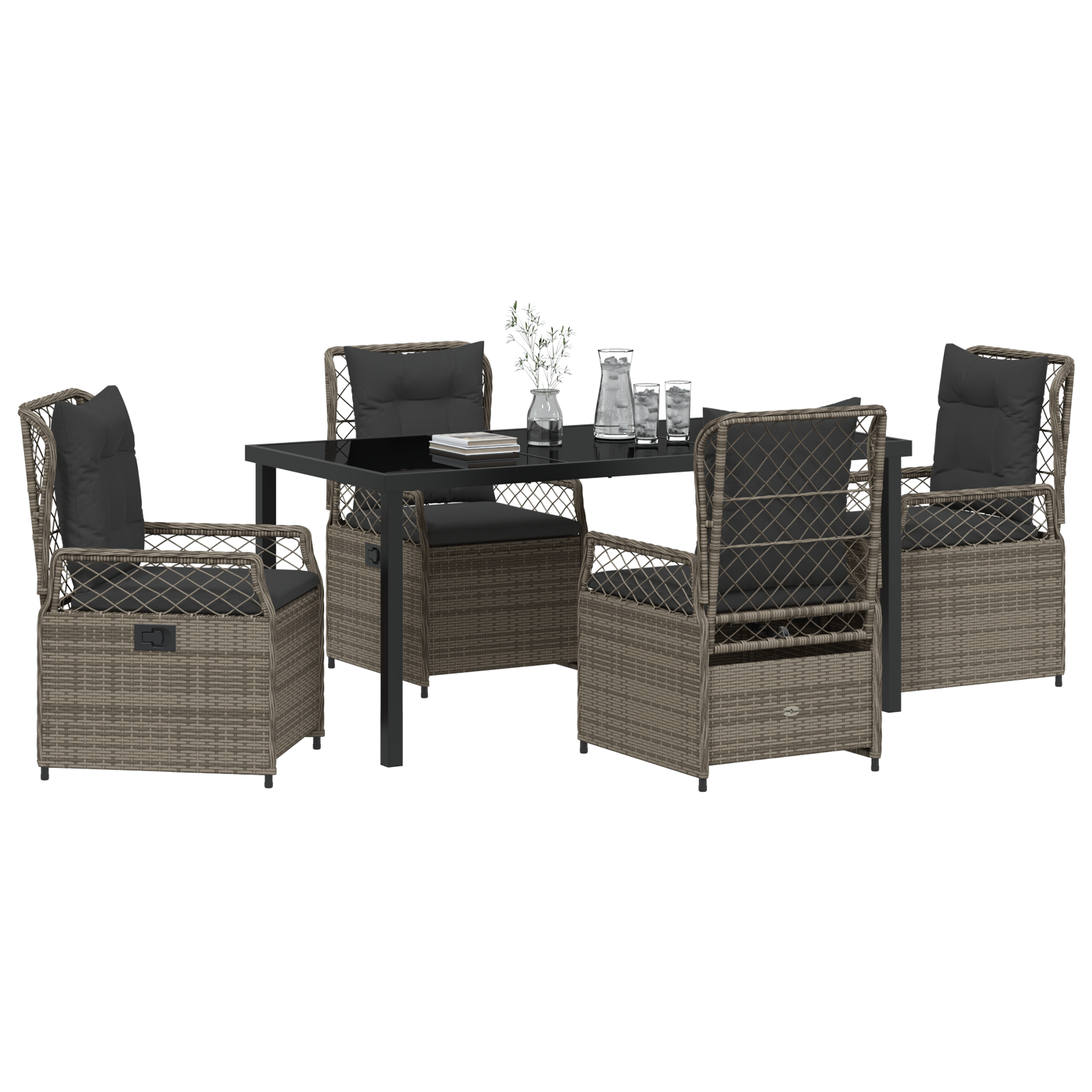 vidaXL 5-delige tuin dinerset Grijs Poly Rattan