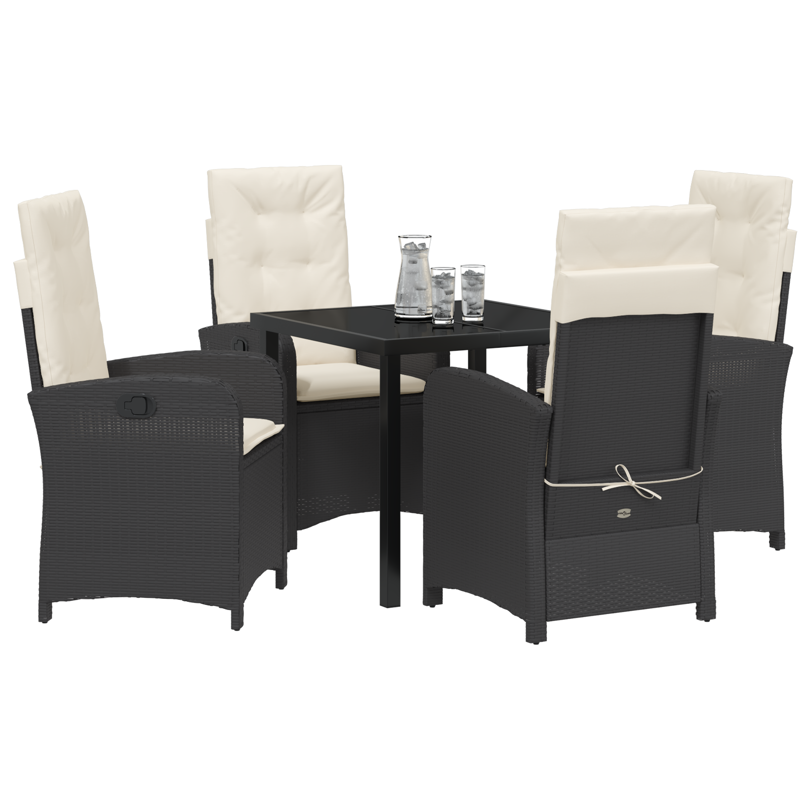 vidaXL 5-delige Tuinset met Kussens in Zwart Poly Rattan