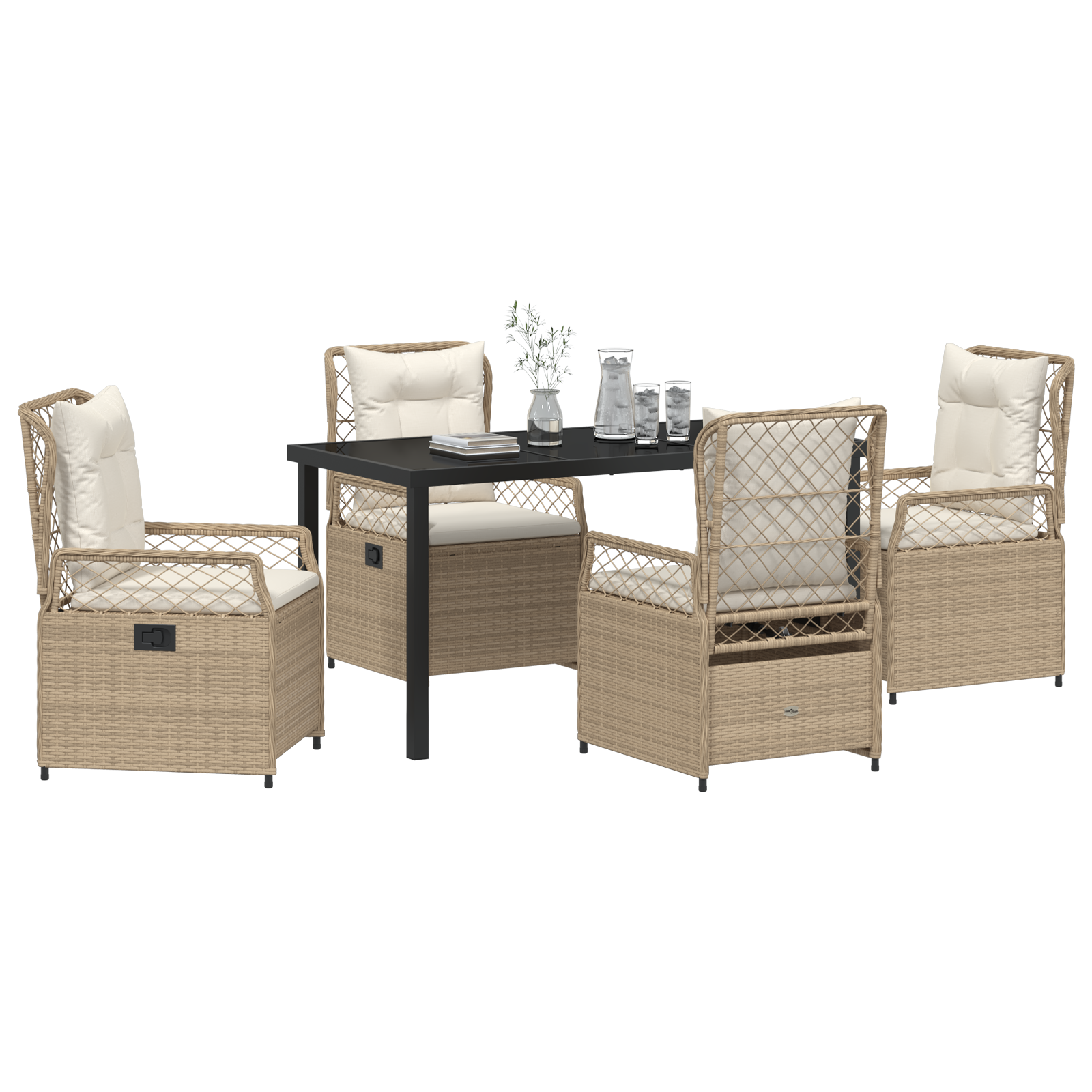 vidaXL 5-delige Tuin Eettafel Set in Beige Poly Rattan