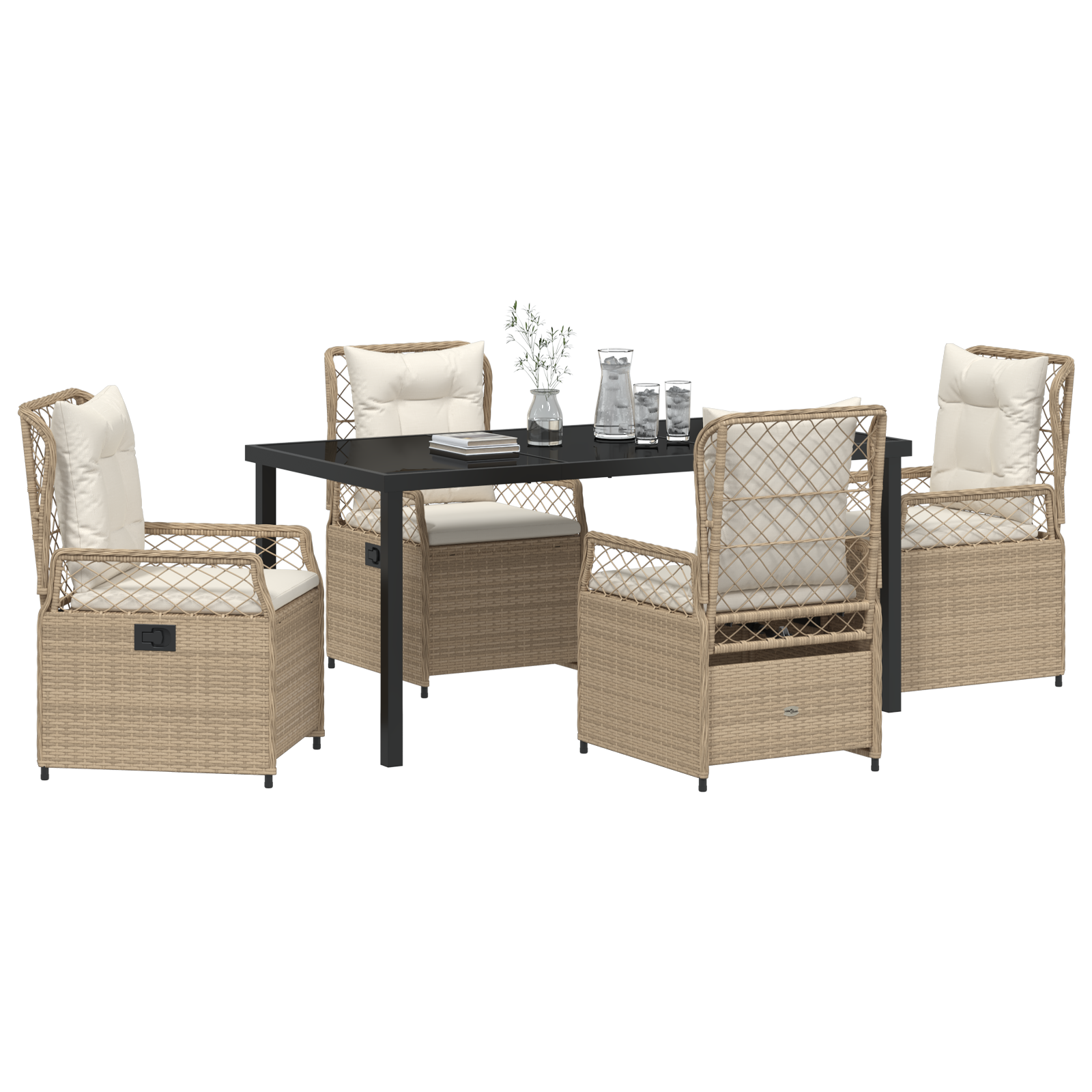 vidaXL 5-delige tuinset Beige Poly Rattan