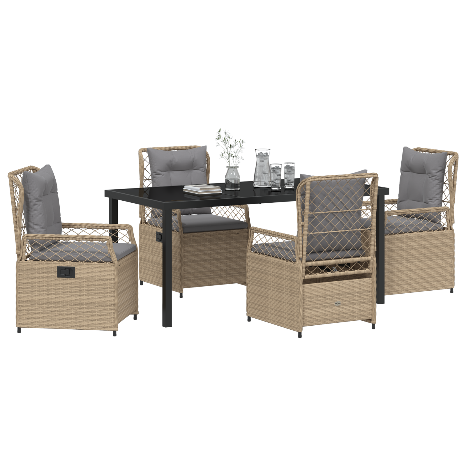 vidaXL 5-delige Tuin Eet Set Beige Poly Rattan