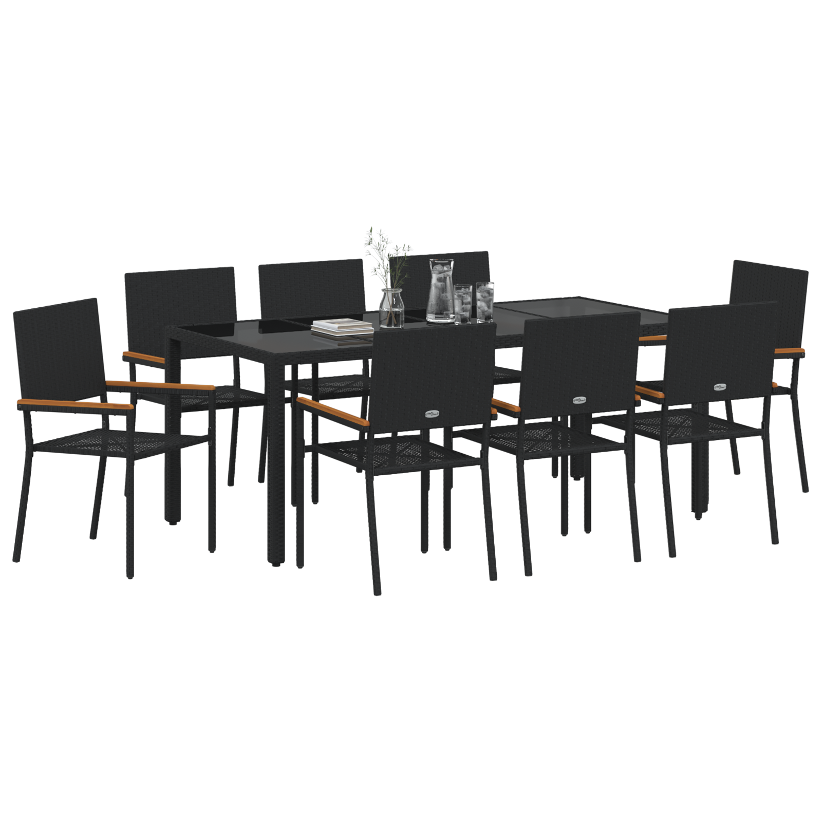 vidaXL 9-delige tuinset zwart poly rattan