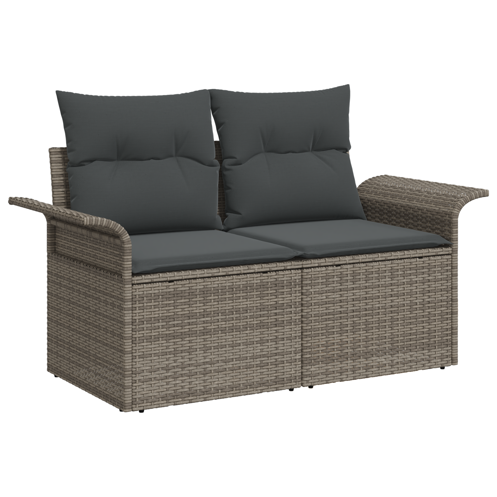 vidaXL 5-delige tuinsofa set met kussens in grijs van poly rattan en acaciahout