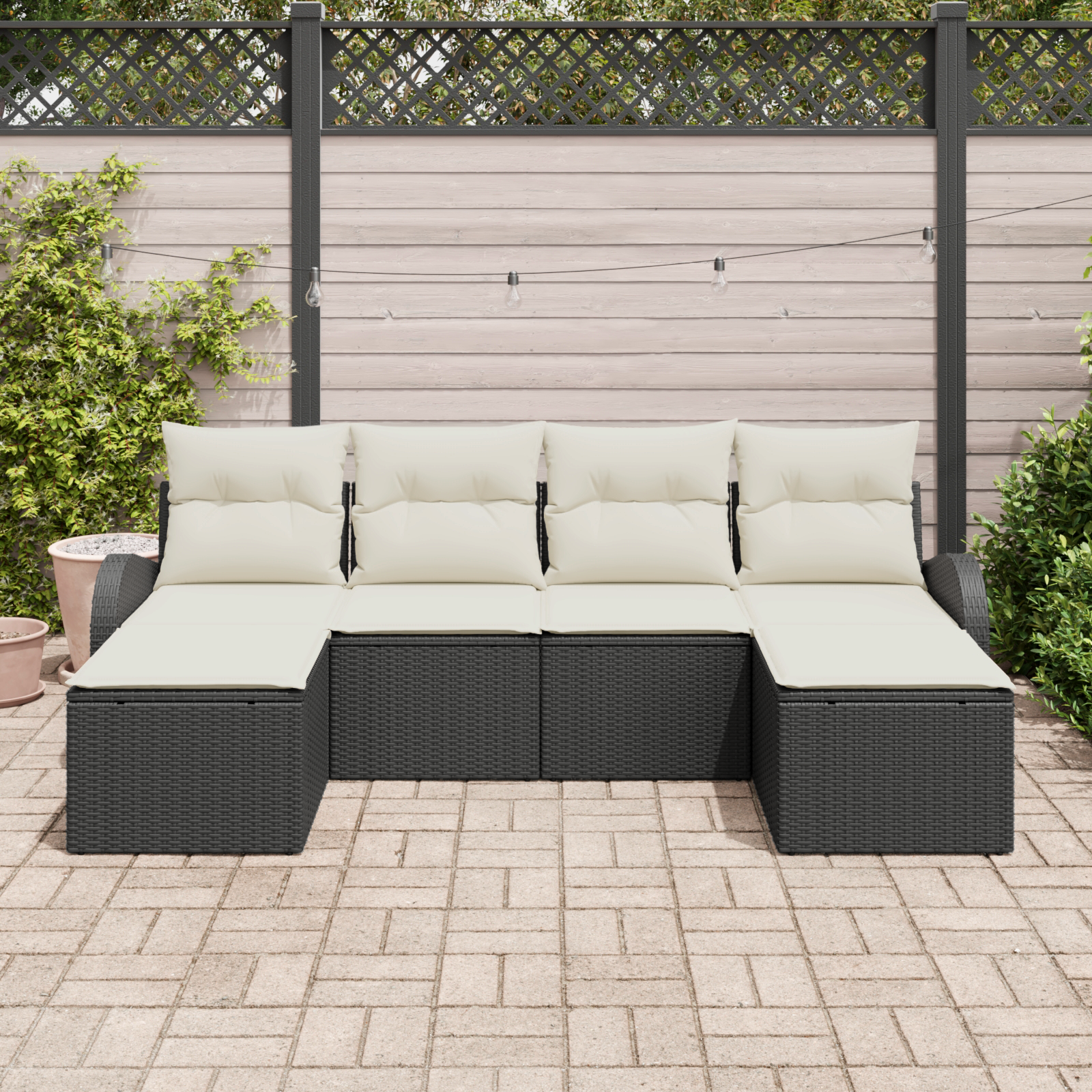 vidaXL 6-delige tuinset met kussens zwart poly rattan