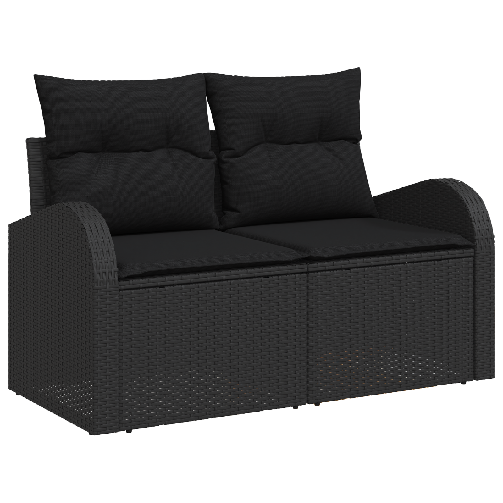 vidaXL 5-delige Tuinbankenset met kussens zwart poly rattan