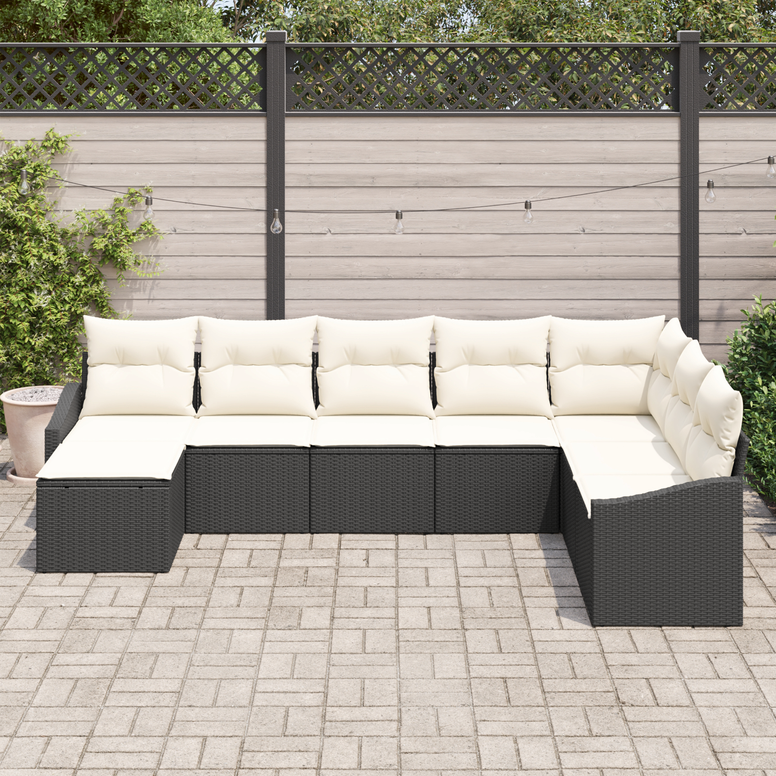 vidaXL 8-delige Tuinset met kussens poly rattan zwart