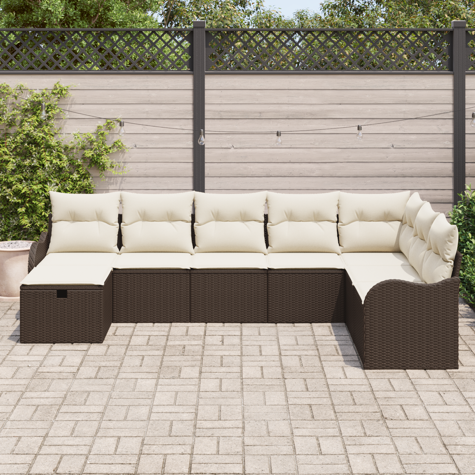 vidaXL 8-delige tuinset met kussens in bruin poly rattan