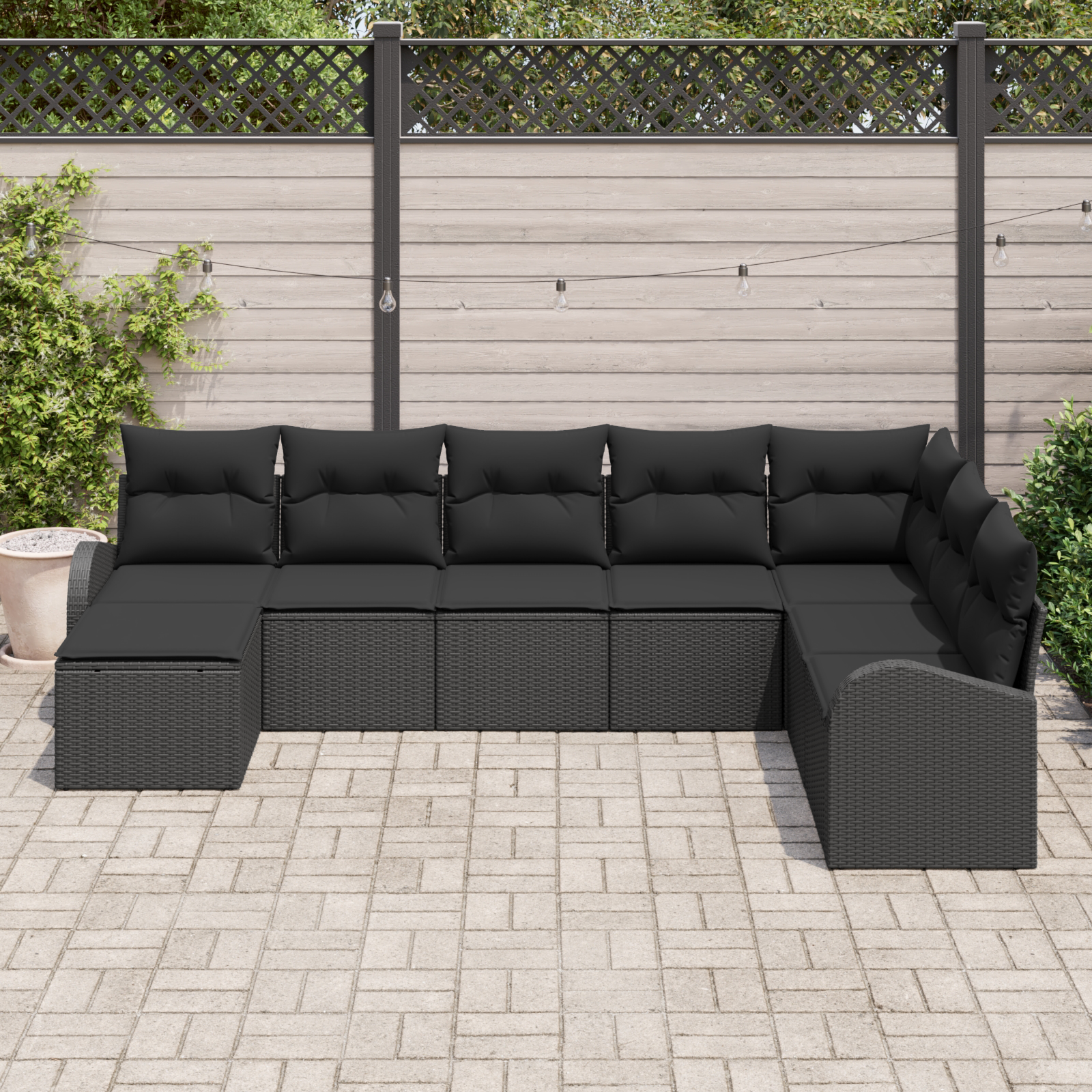 vidaXL 8-delige tuinsofa set met kussens in zwart poly rattan
