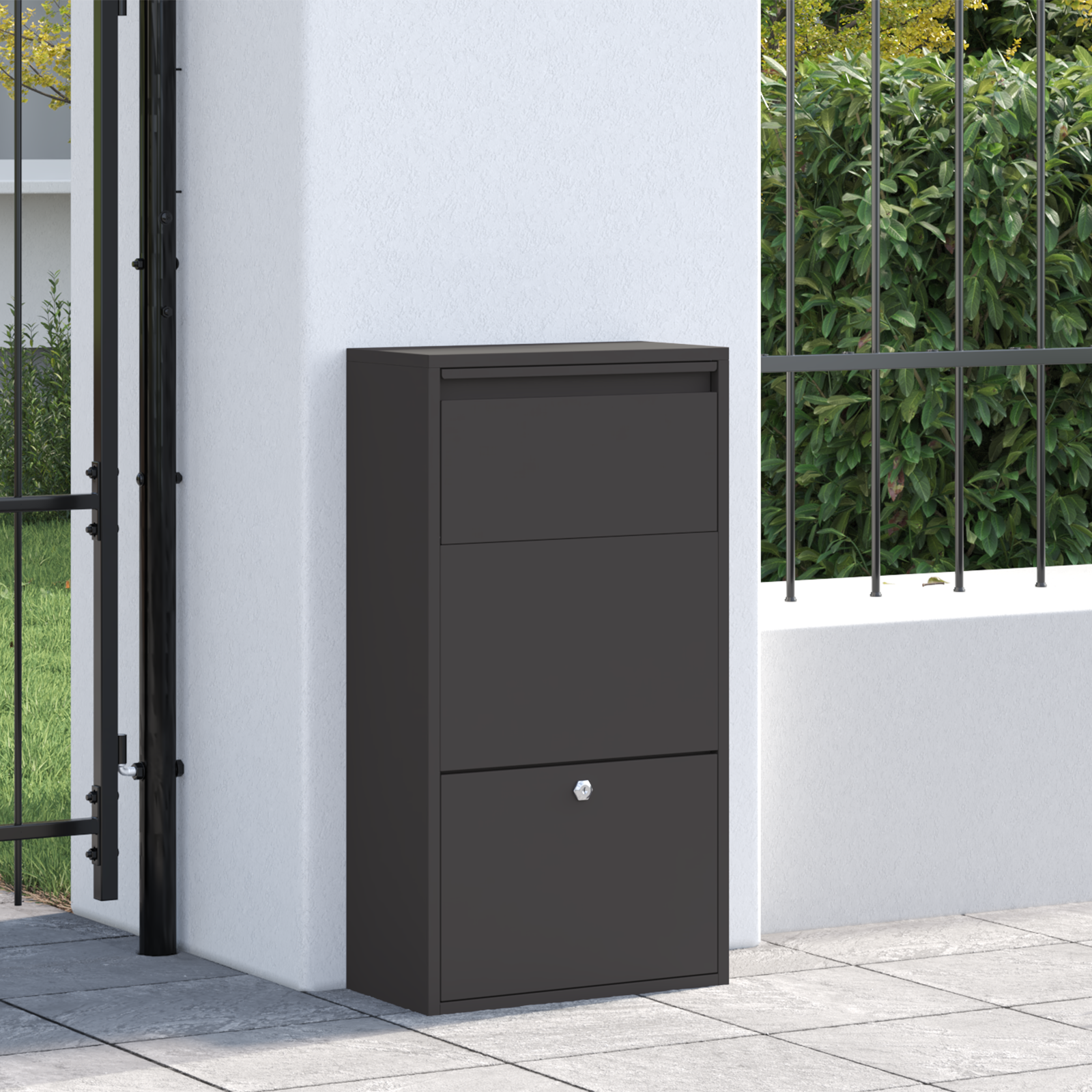 vidaXL Pakketafgiftebox Zwart 44x22x82 cm Staal