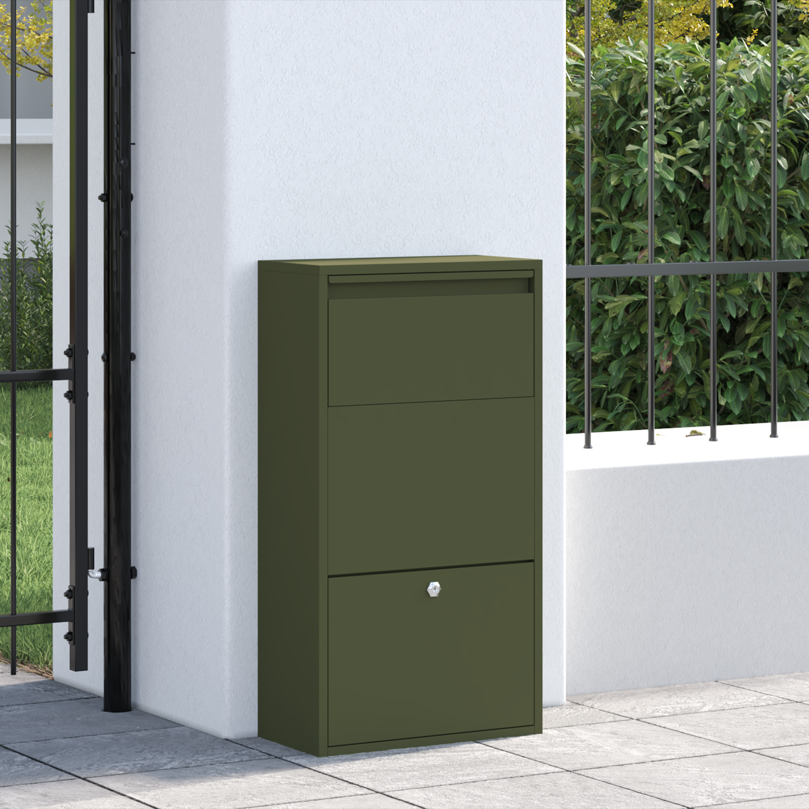 vidaXL Pakket Brievenbus Olijfgroen 44x22x82 cm Staal