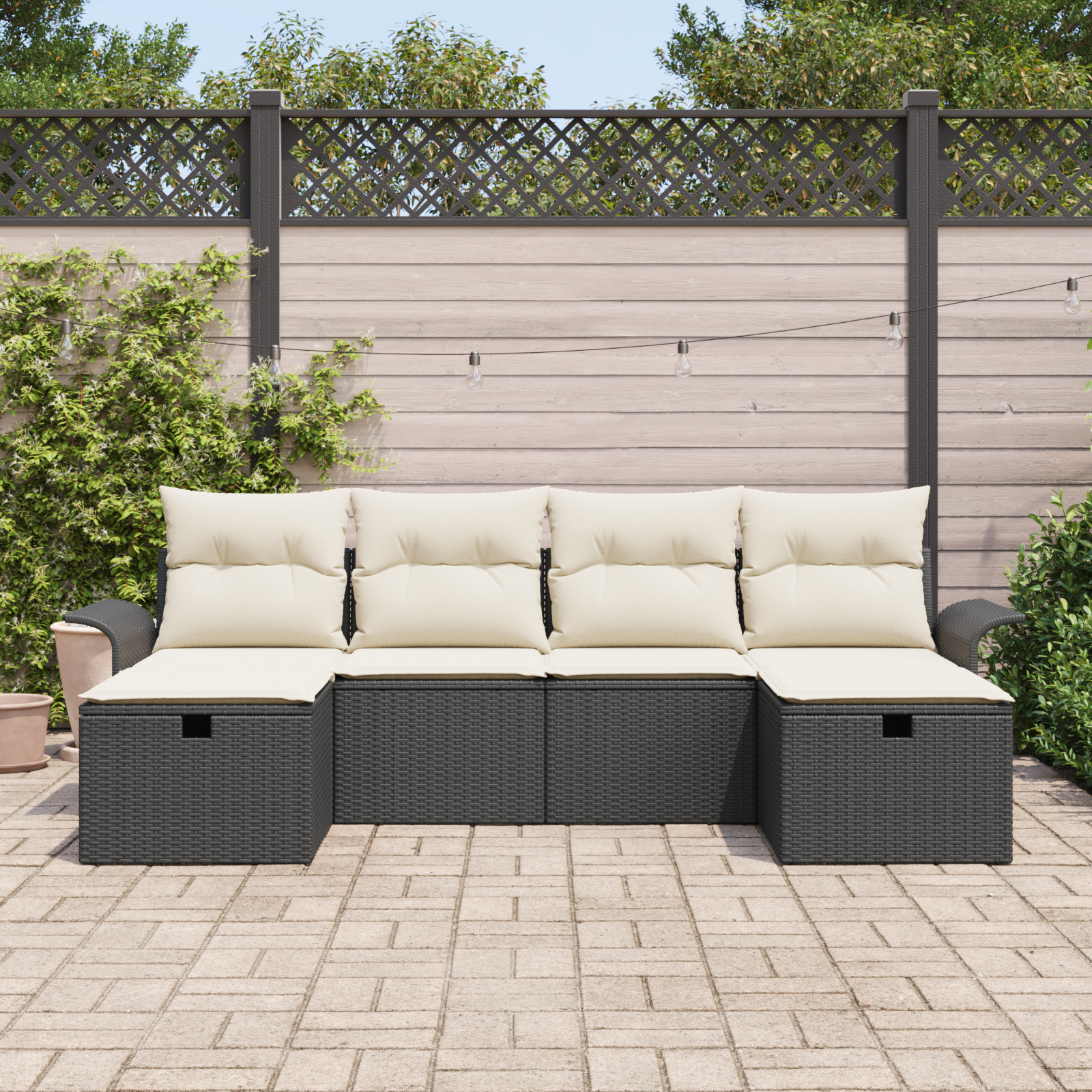 vidaXL 6-delige tuinset met kussens zwart poly rattan